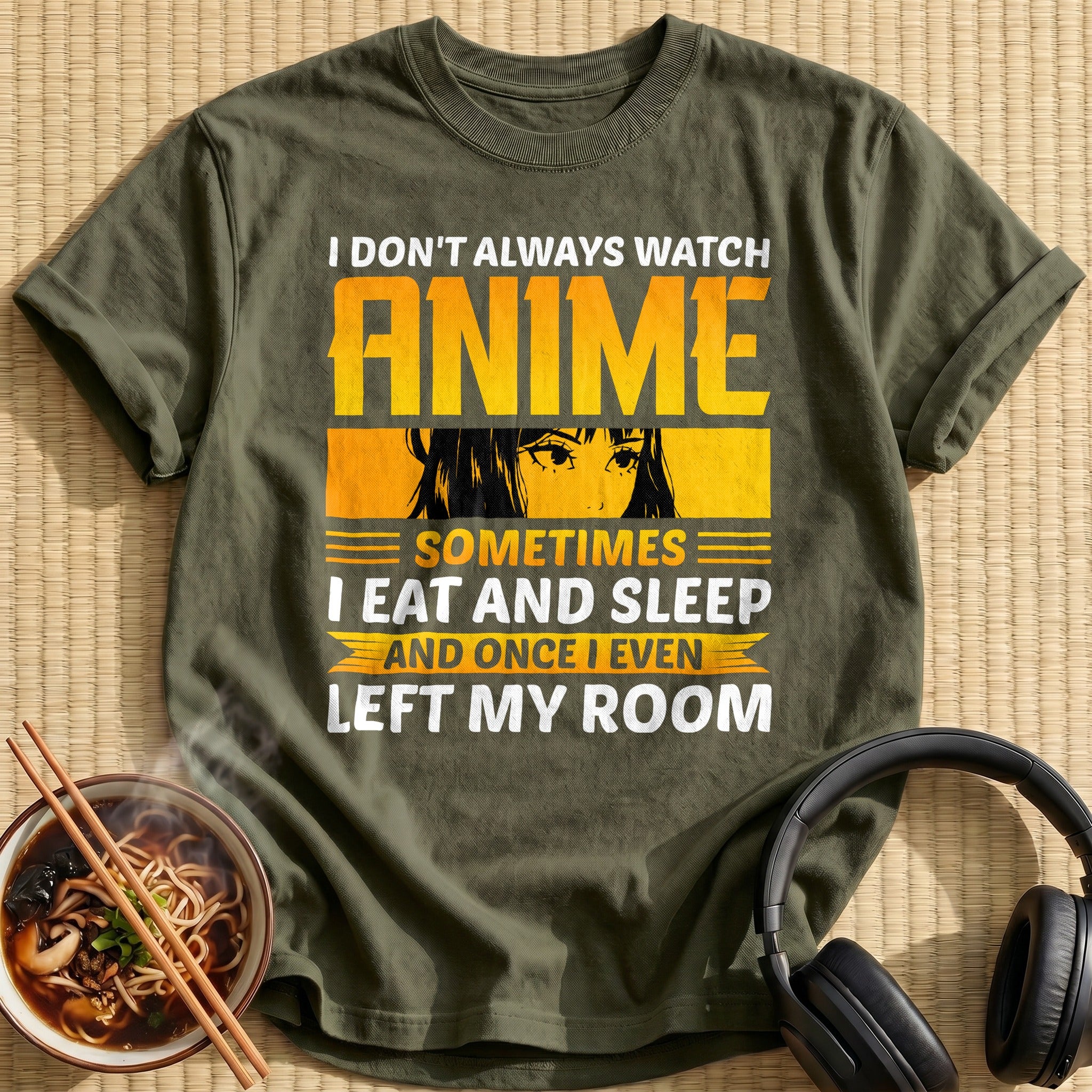 Anime Sometimes And Once I Even - Military Green