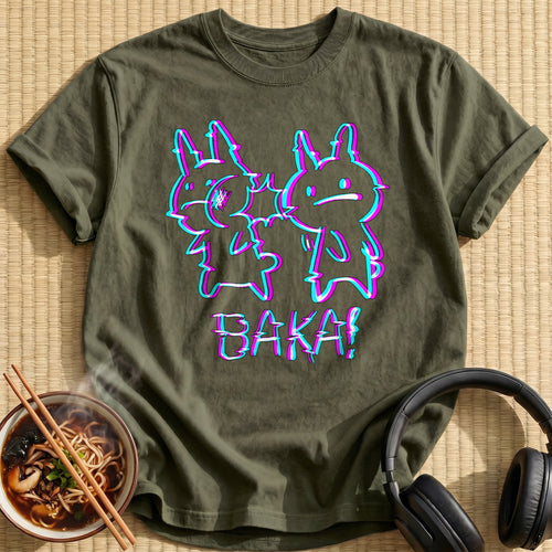 Baka Glitch Rabbits Slap Meme - Military Green