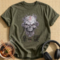 Cracked Grey Skull Blood Splatter - Military Green