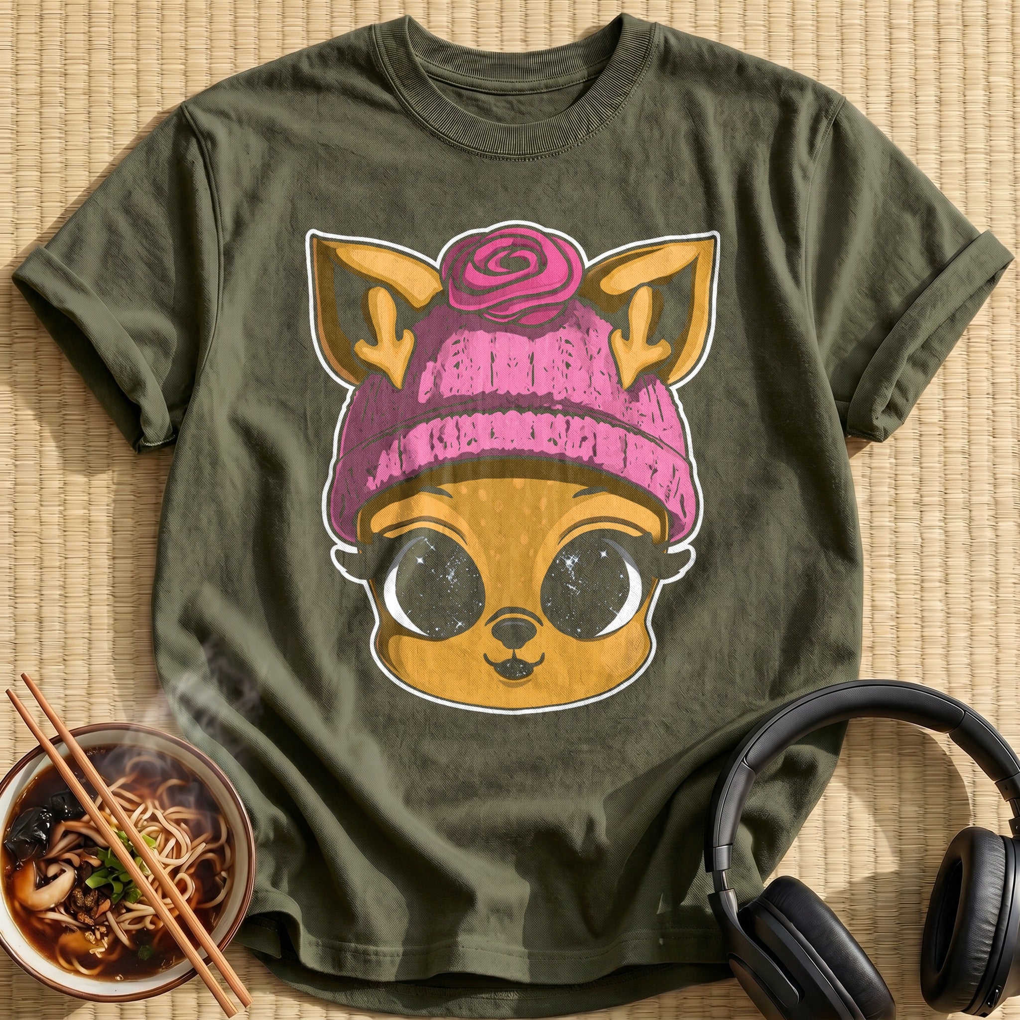 Deer Pink Rose Beanie
