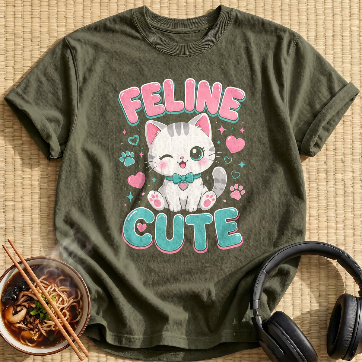 Feline Cute 31 - Military Green