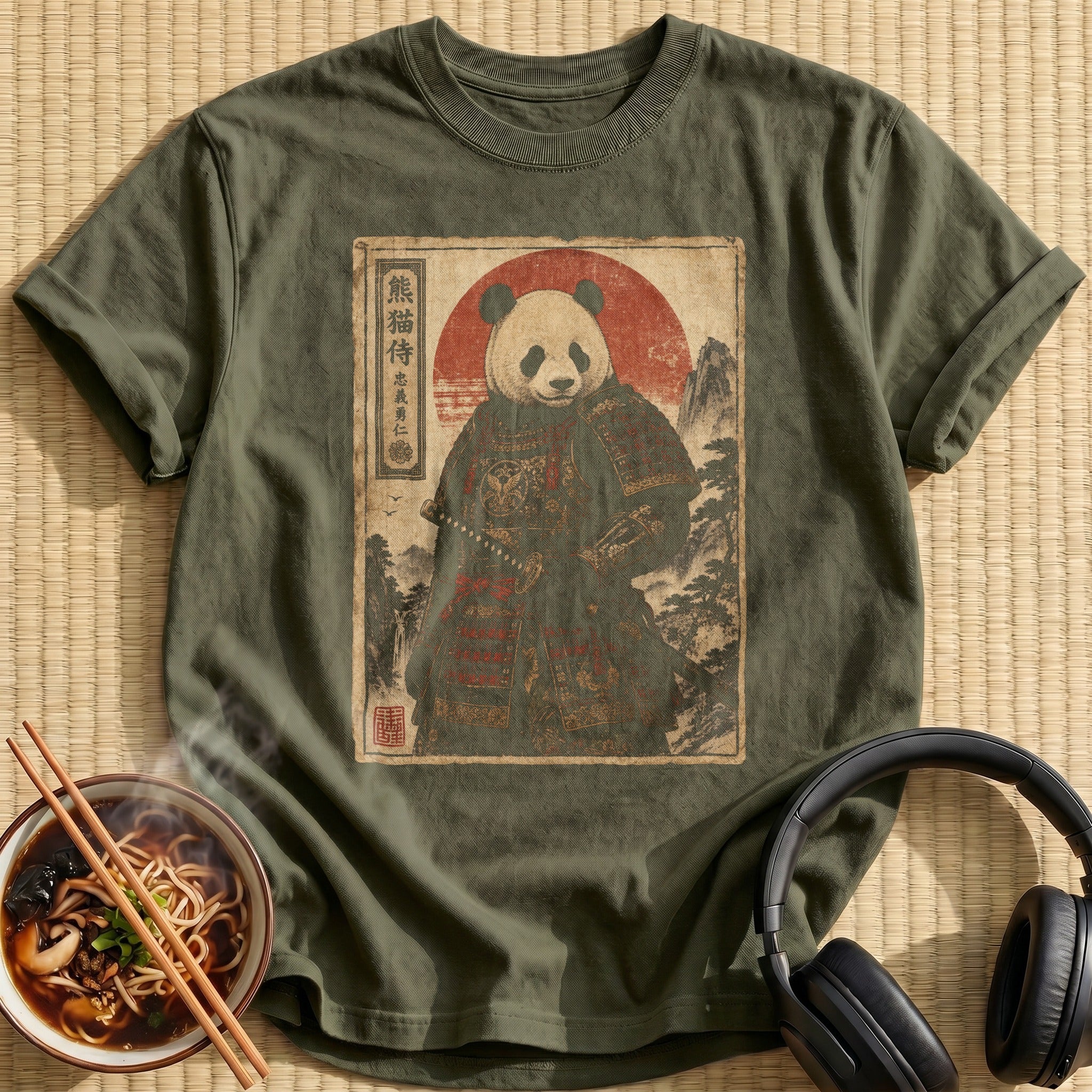 Giant Panda Samurai Red Sun