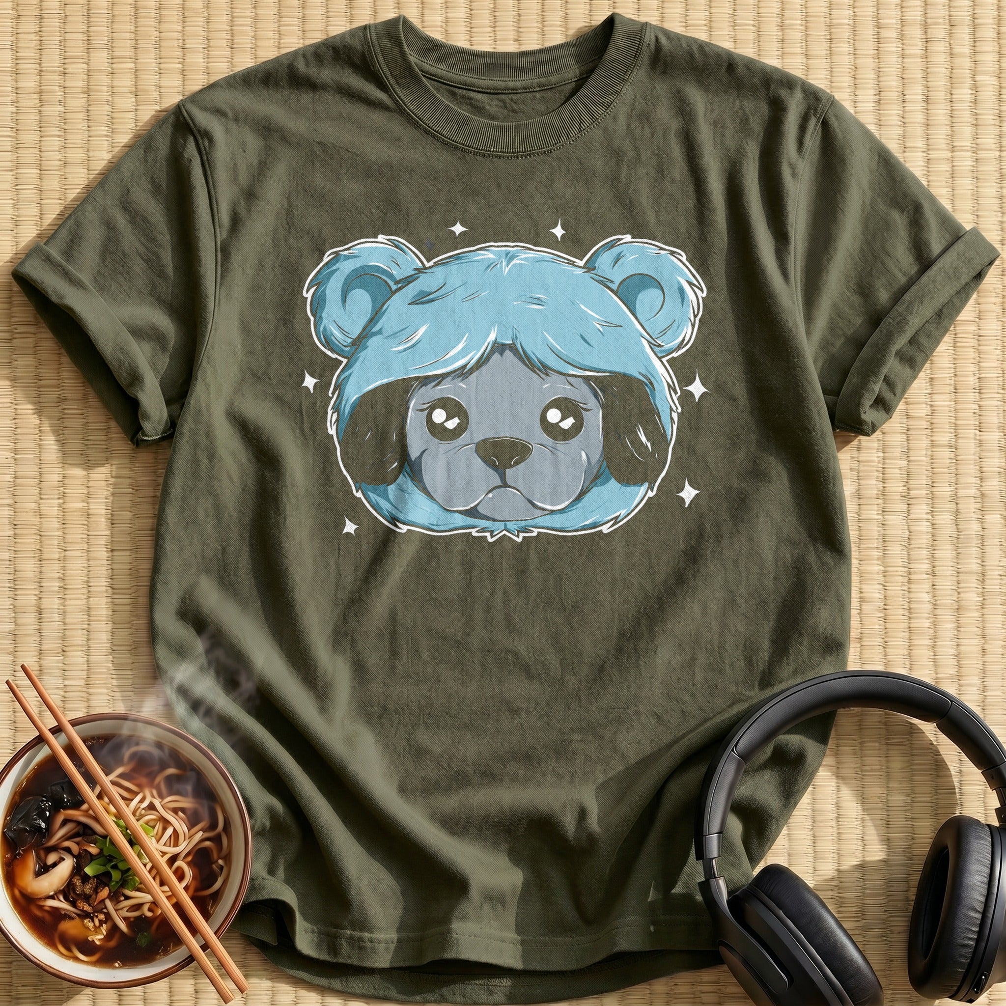 Grey Puppy Blue Hood