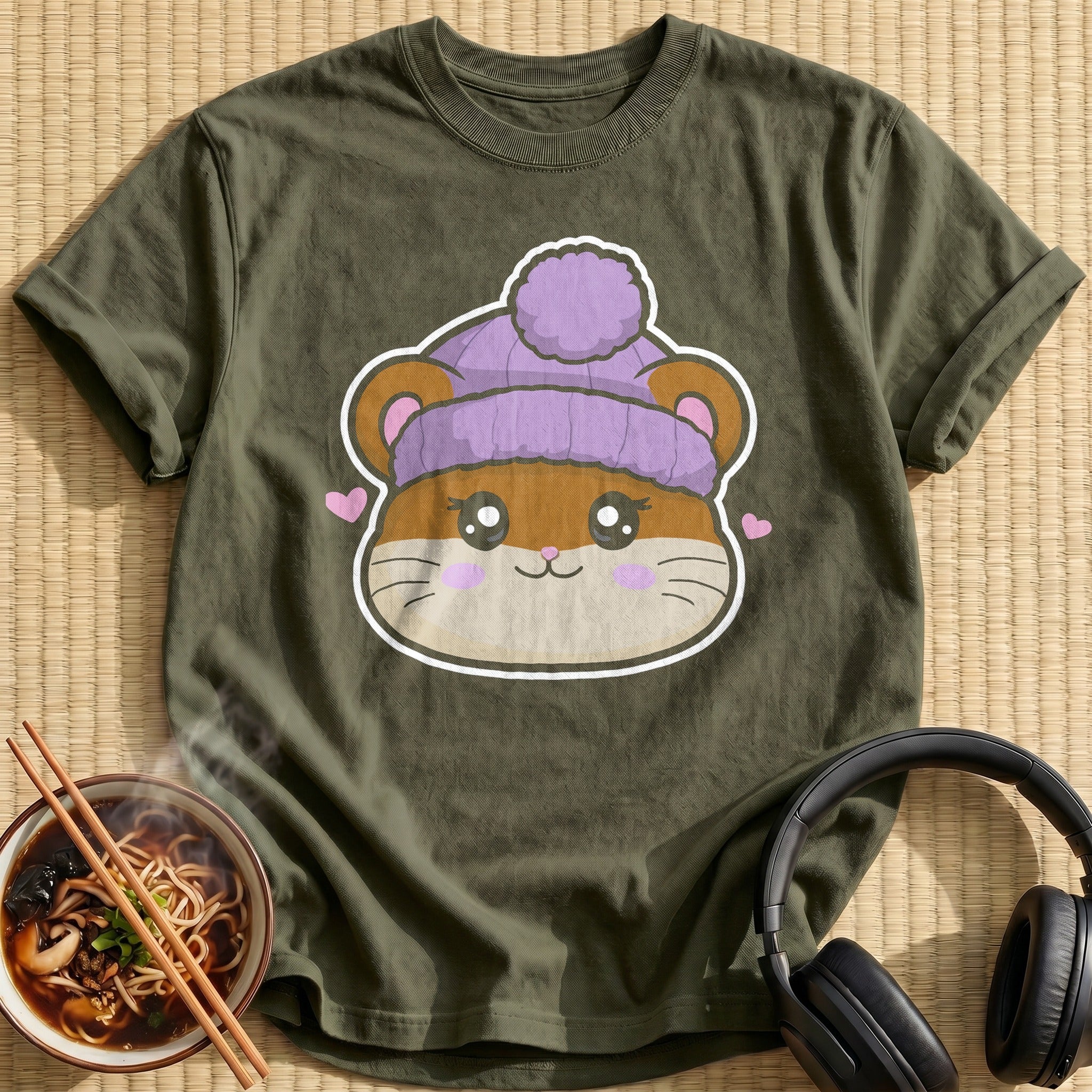 Hamster Lavender Pom Beanie