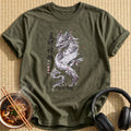 Heaven Silver Dragon Ink Wash Art - Military Green