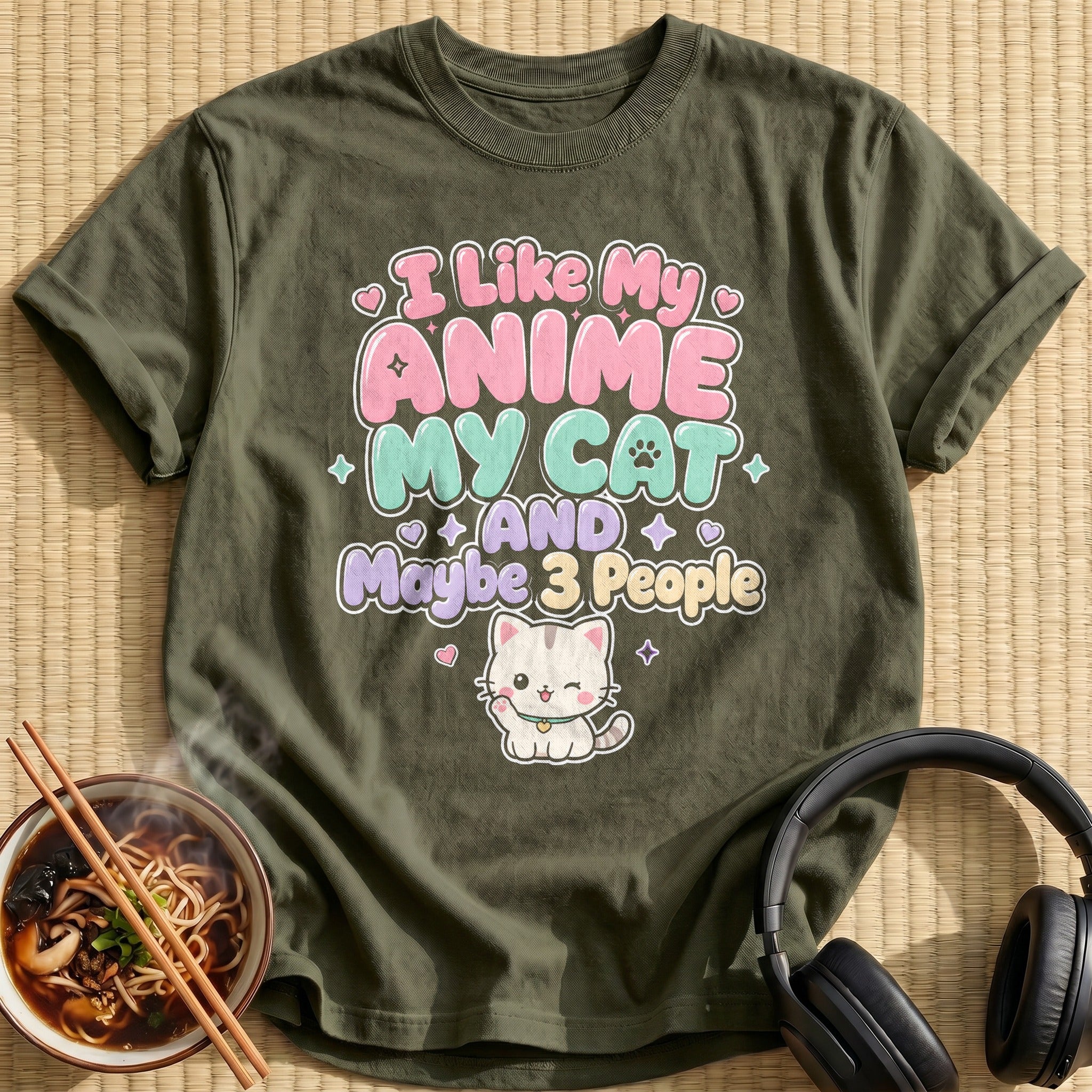 I Like My Anime My Cat And Maybe 3 People (stacked colour)
