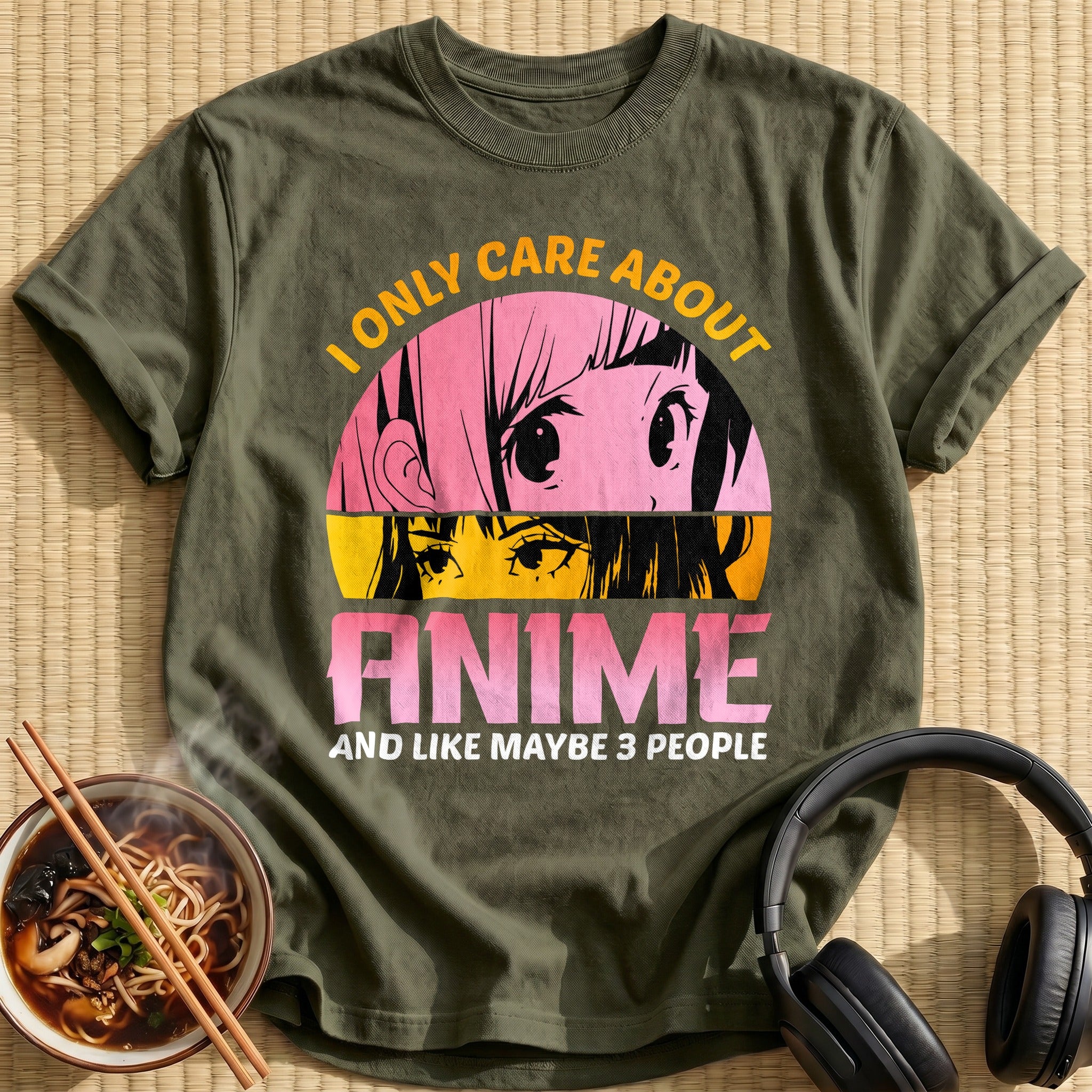 I Only Care About Anime Eyes - Military Green