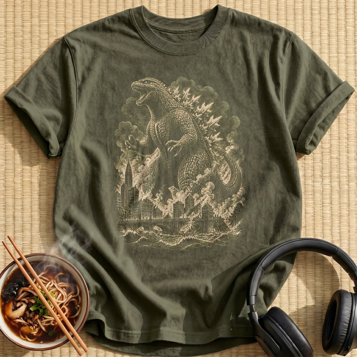 Kaiju Woodcut 93 - Military Green