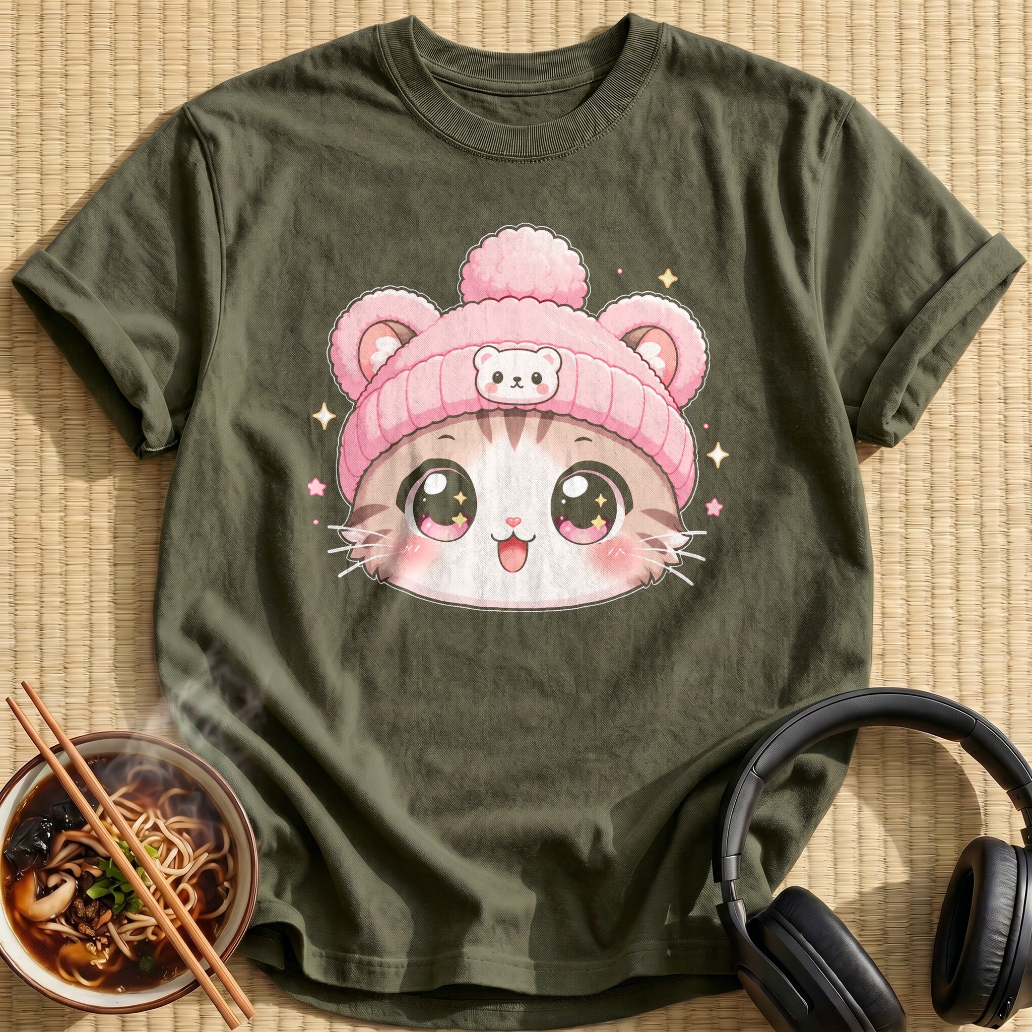 Kawaii Cat (Pastel Pink Hat)