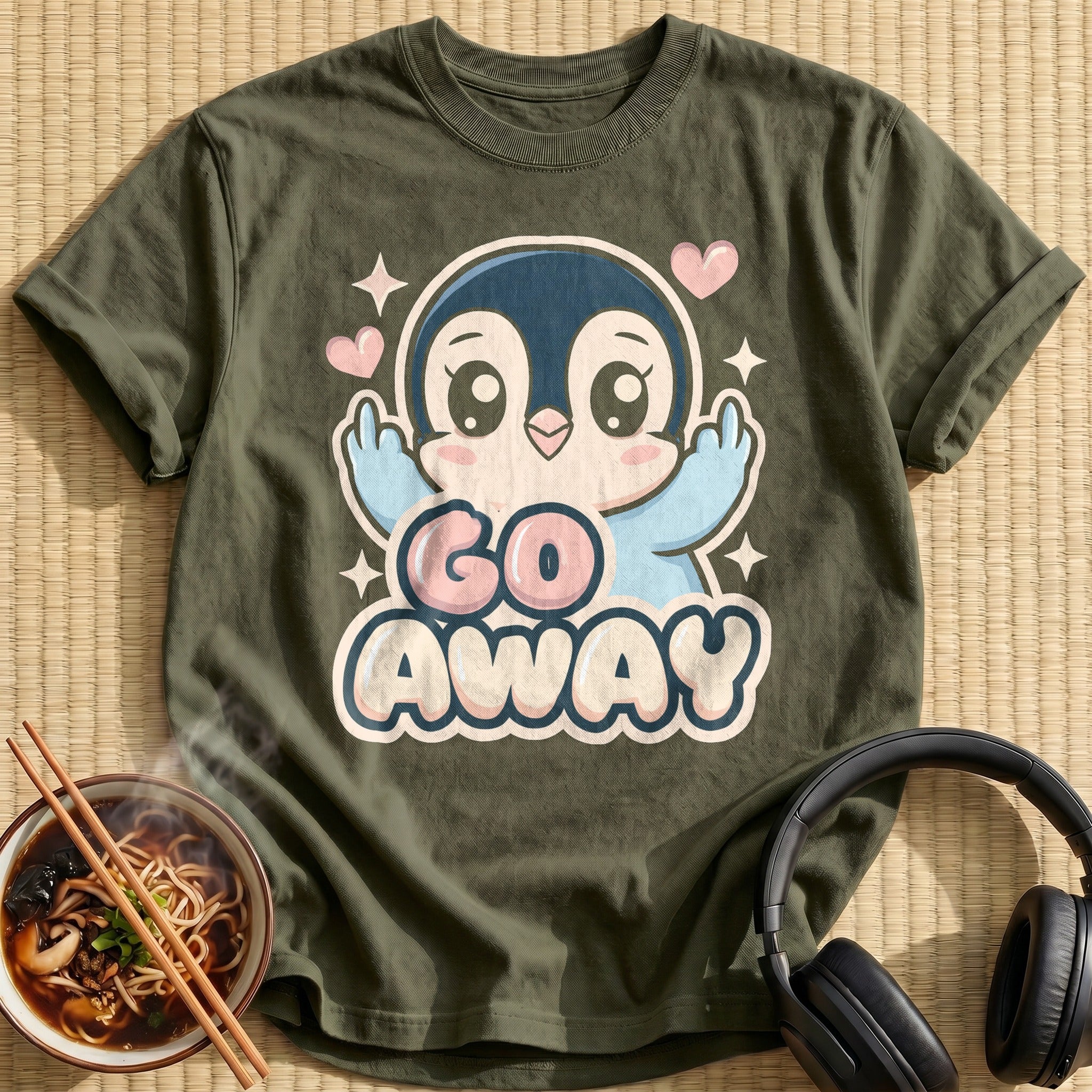 Kawaii Chibi Penguin Saying Go Away