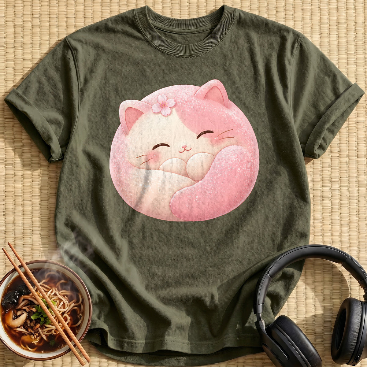 Kawaii Mochi Cat 93 - Military Green