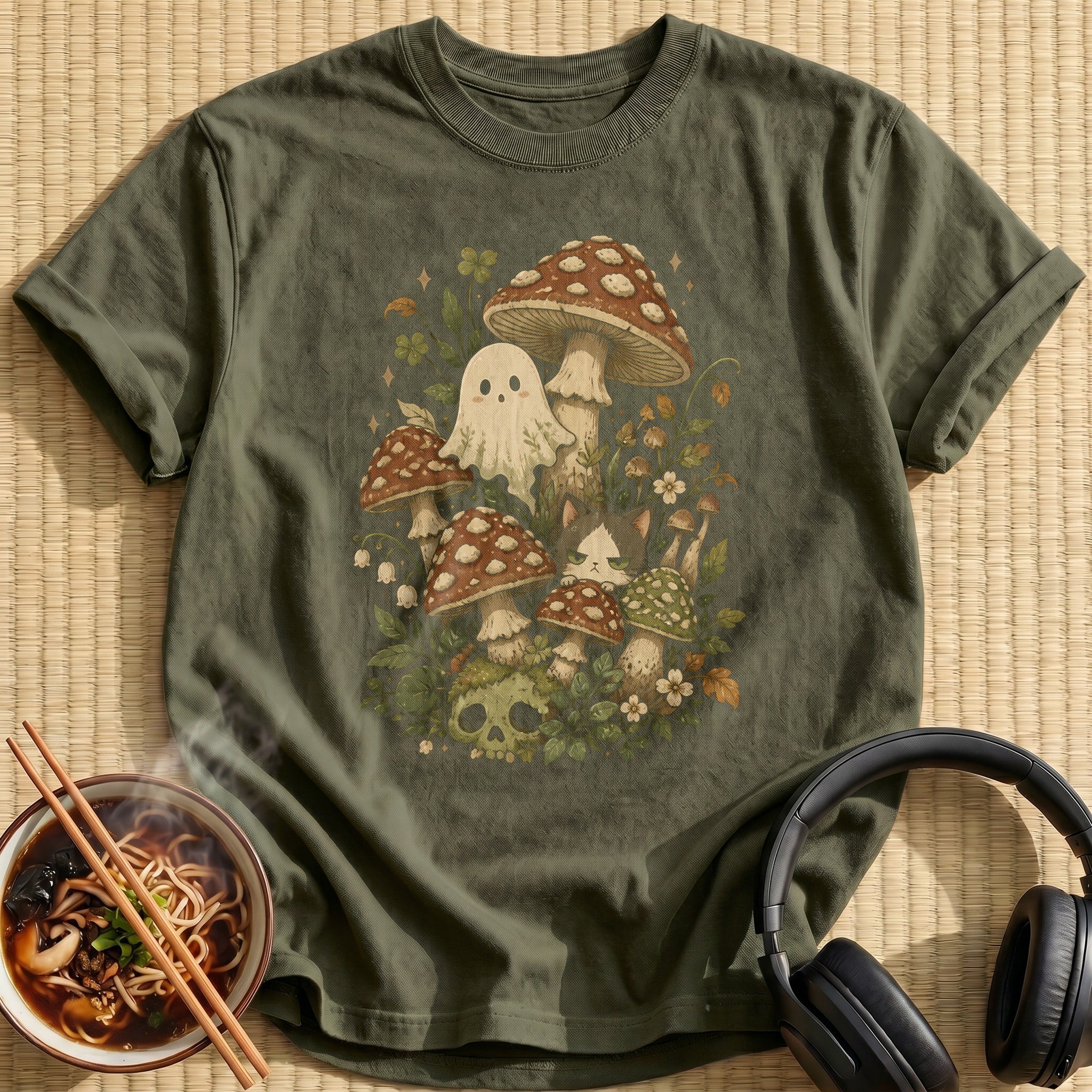 Mushroom Ghost Cat - Military Green