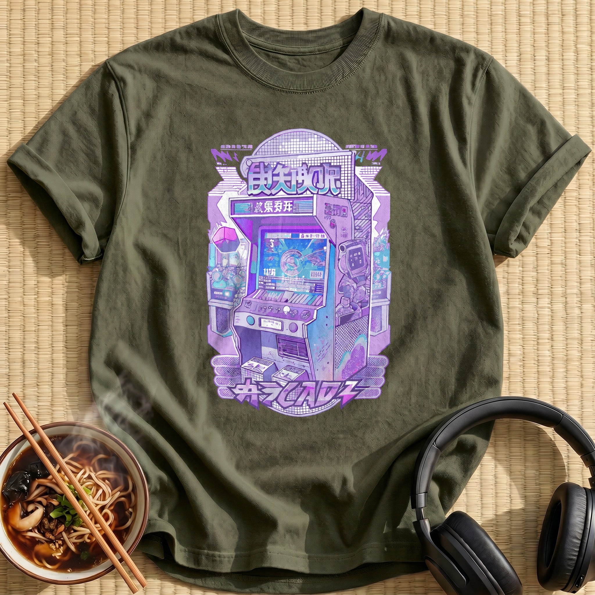 Purple Vaporwave Tokyo Arcade Machine - Military Green