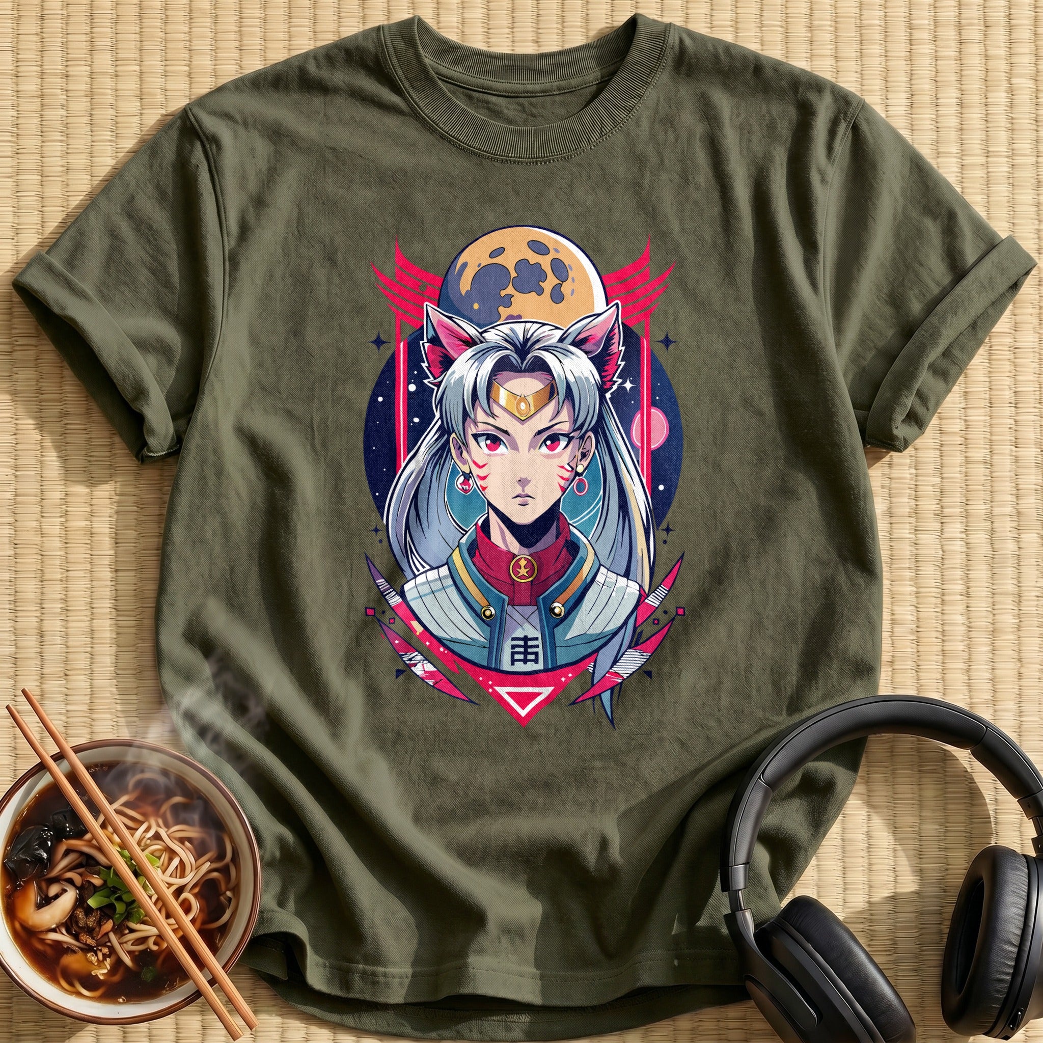 Silver Haired Moon Princess Warrior - Military Green