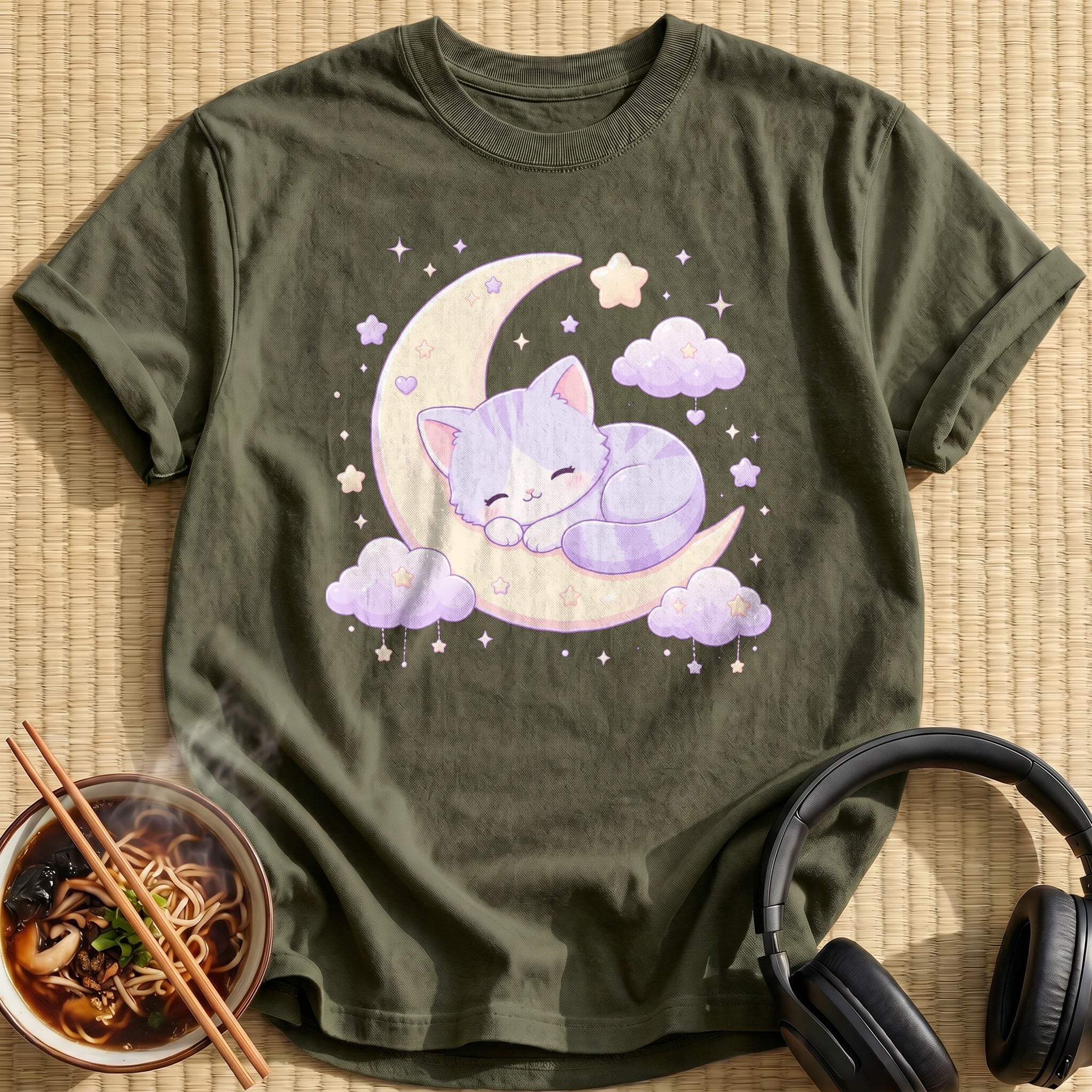 Sleepy Cat On The Moon
