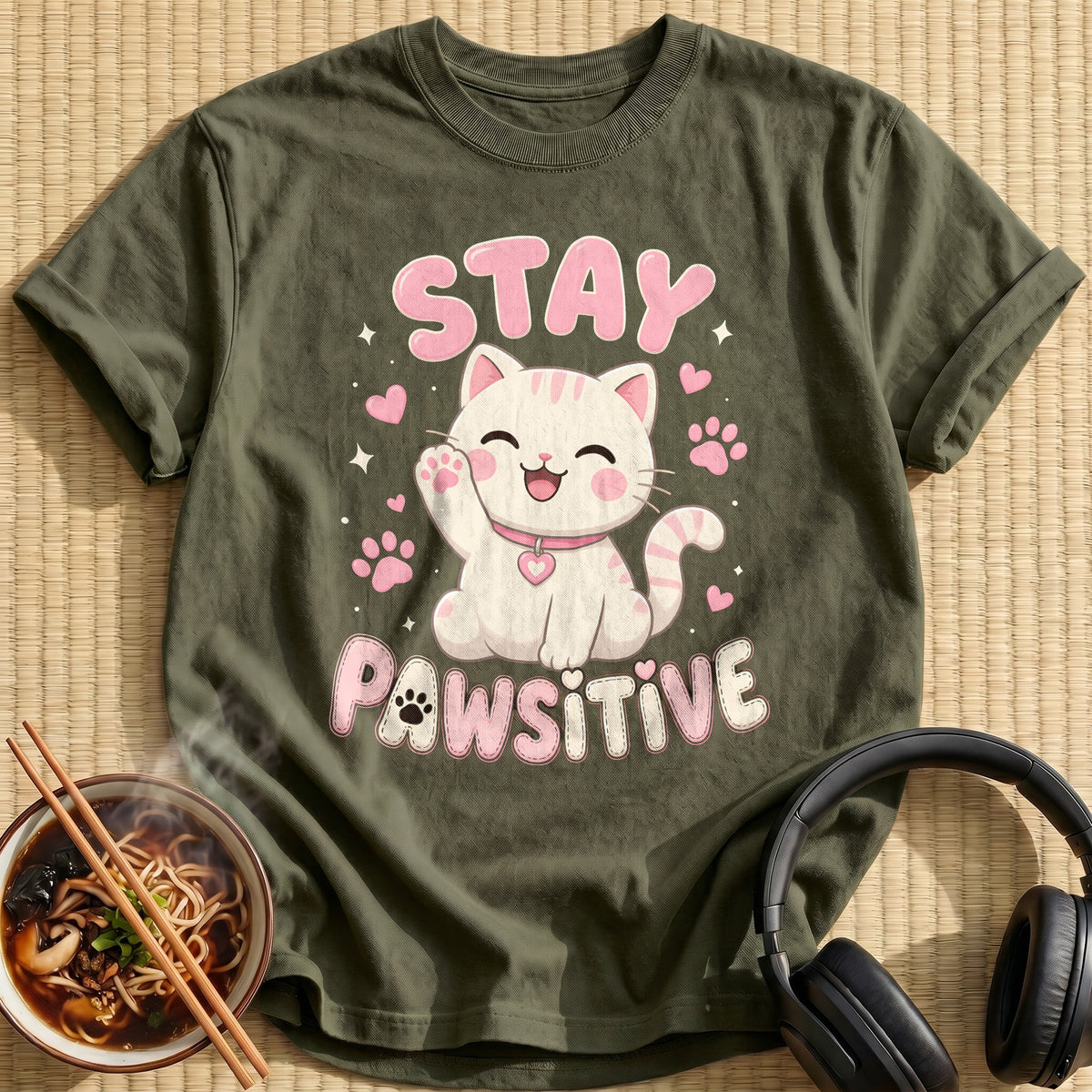 Stay Pawsitive 43 - Military Green