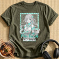 Teal Fantasy Anime Maiden Portrait - Military Green