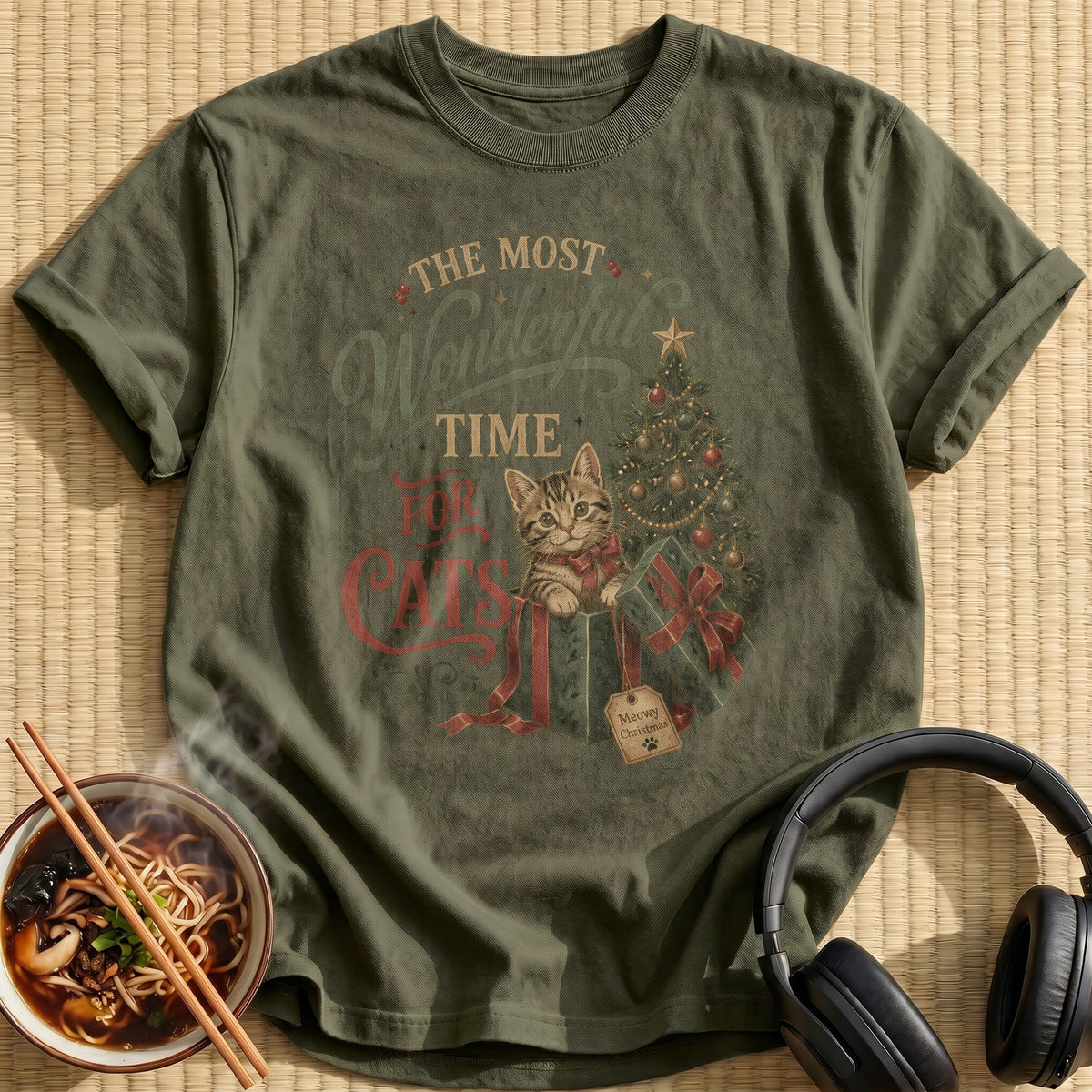 The Most Wonderful Time For Cats 65 - Military Green