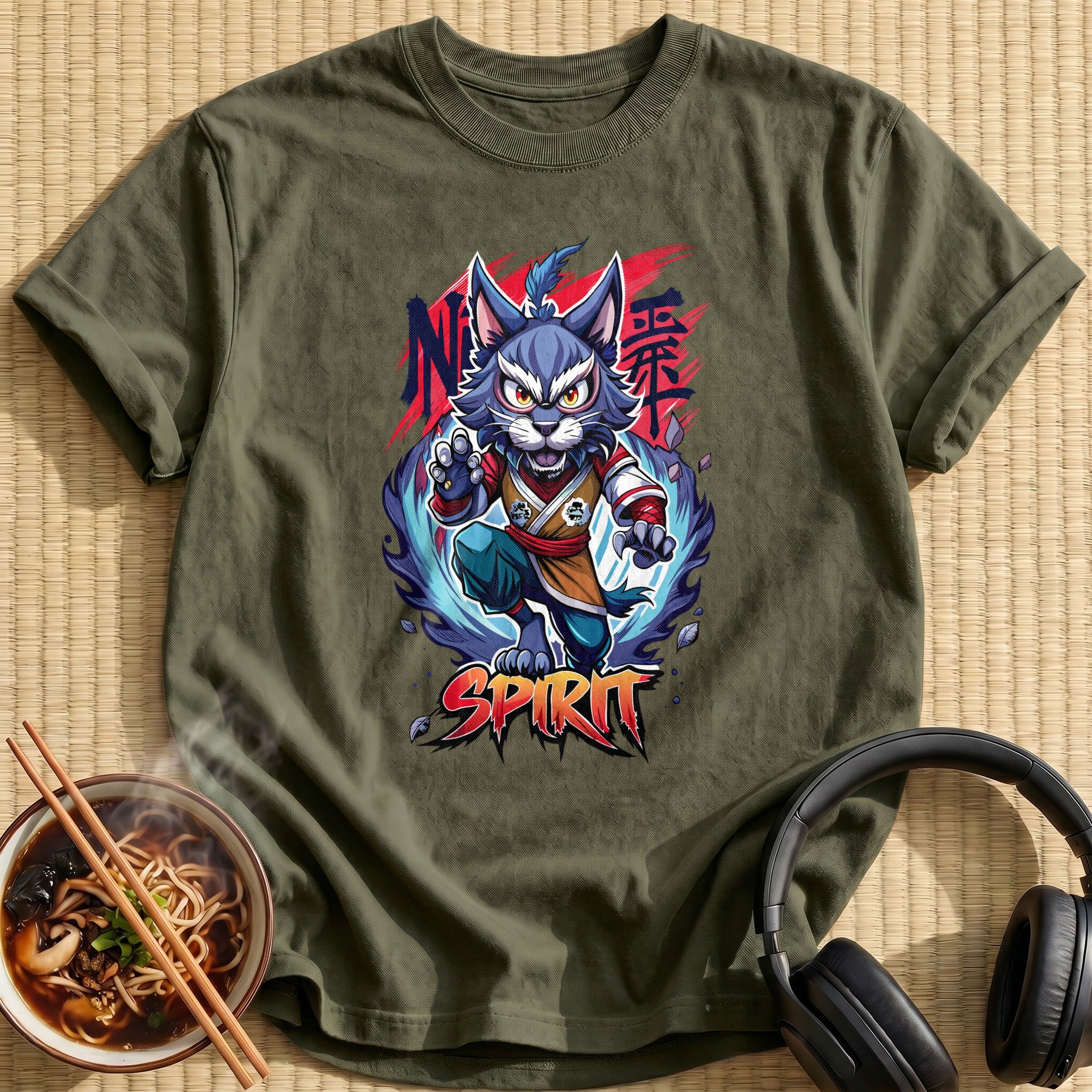 Warrior Cat Spirit Kung Fu - Military Green