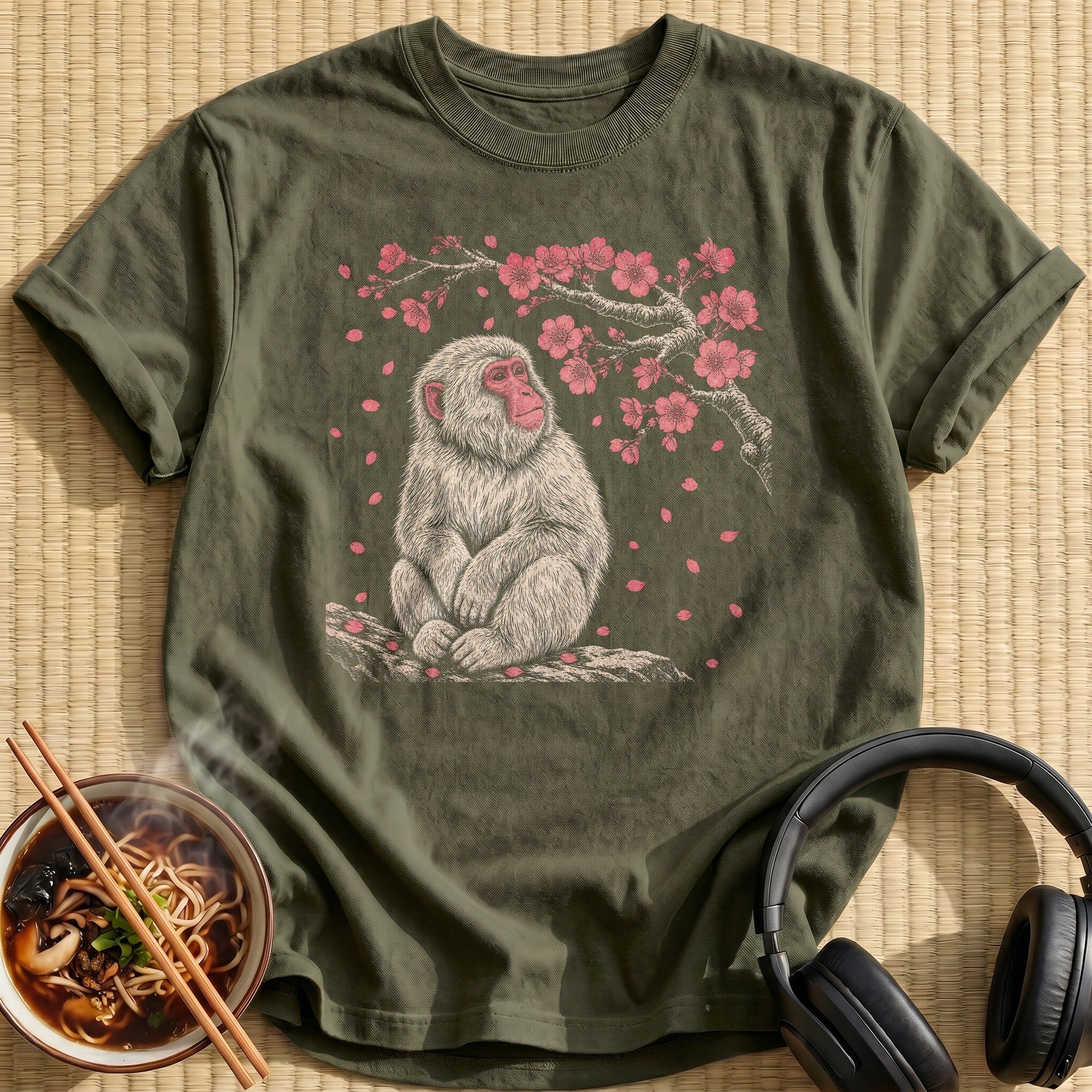 White Snow Monkey Cherry Blossoms