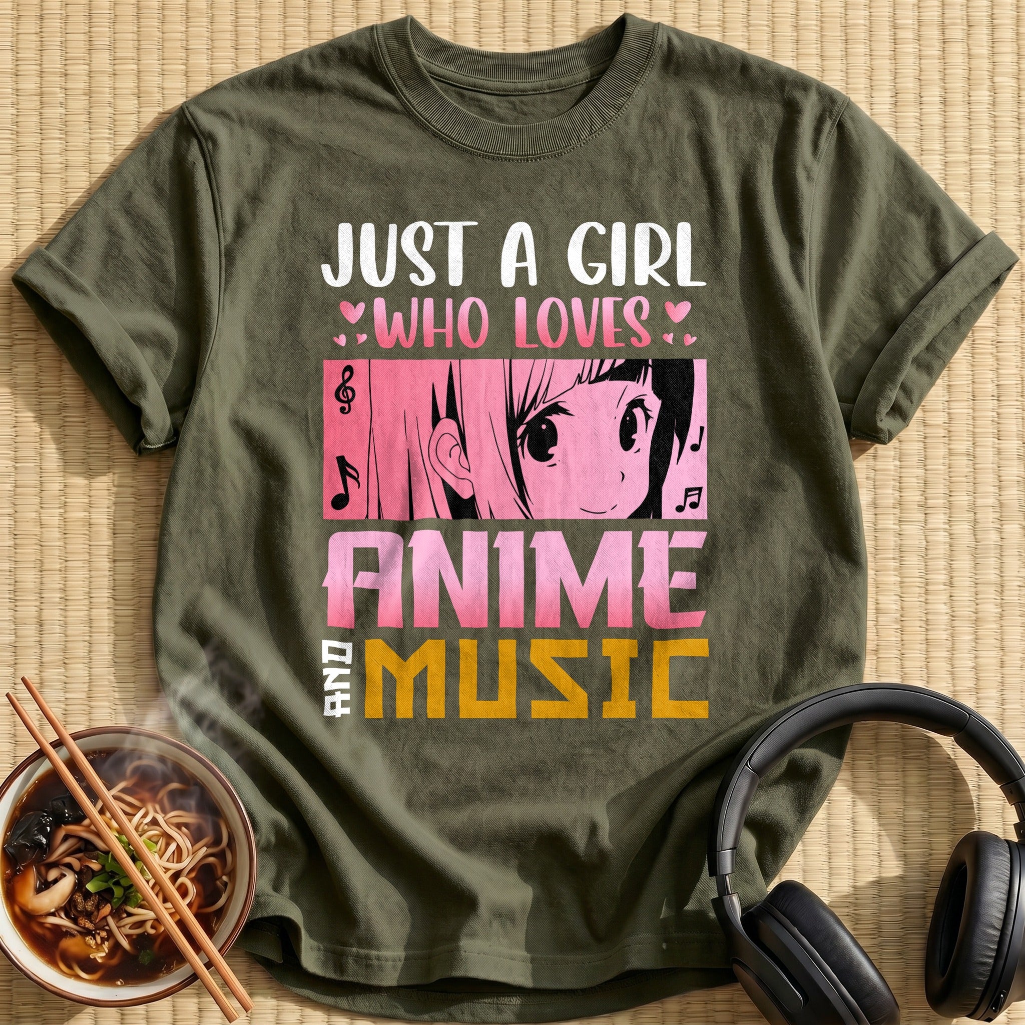 Who Loves Anime Music Girl - Military Green