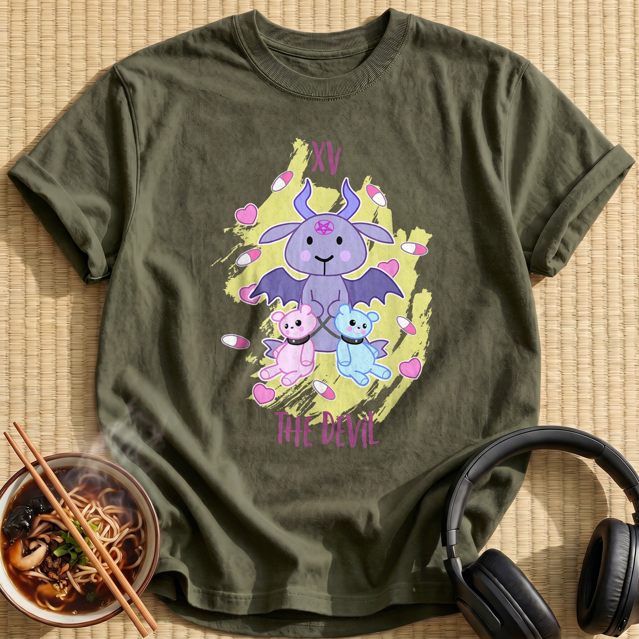 Yami Kawaii Devil Bat Tarot - Military Green