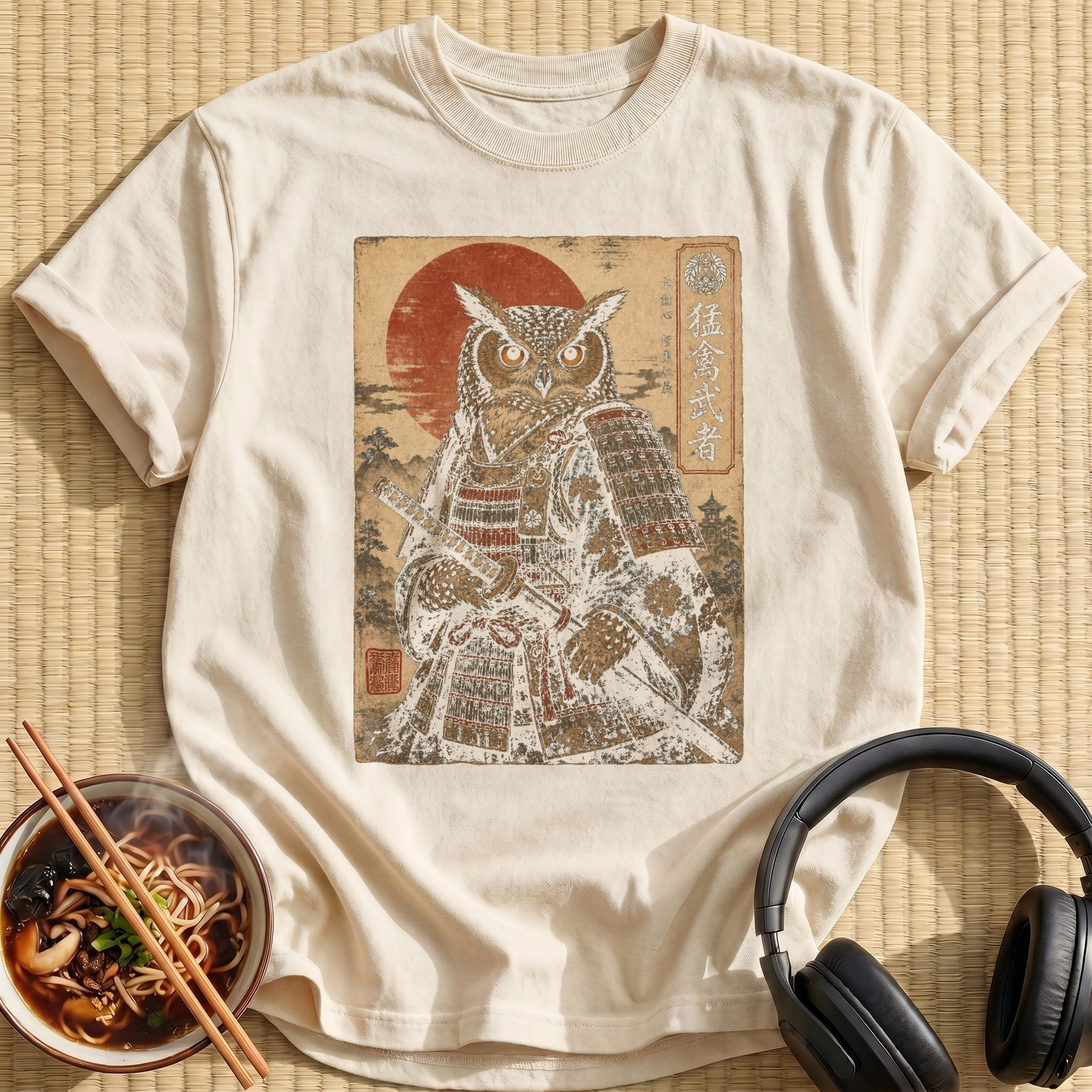 Armored Owl Warrior Japanese Woodblock