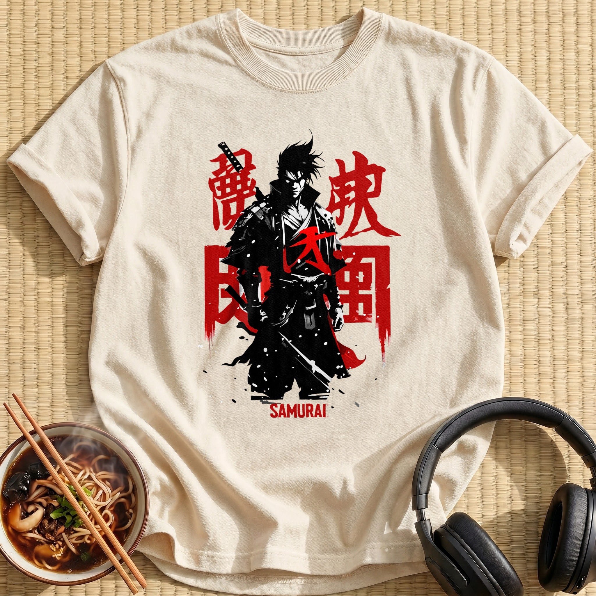 Black Red Samurai Warrior Kanji - Natural