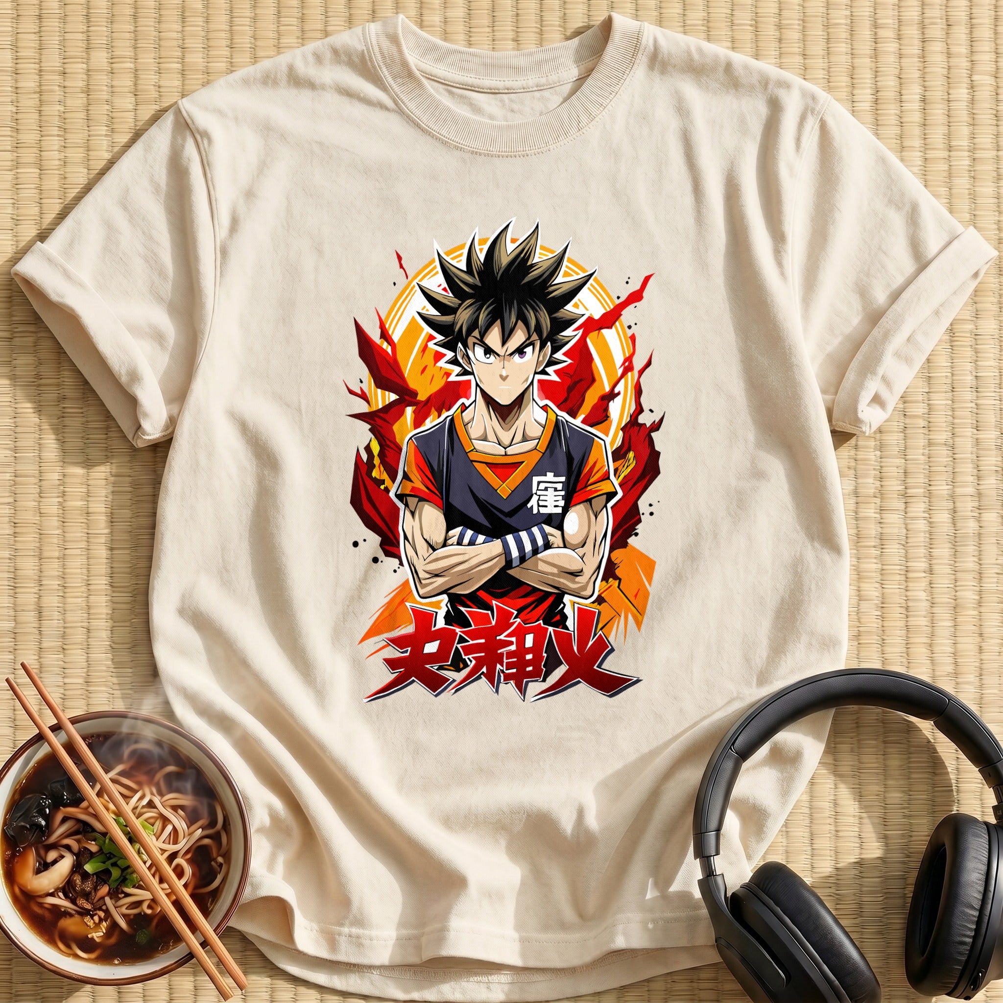Crossed Arms Fiery Anime Warrior - Natural