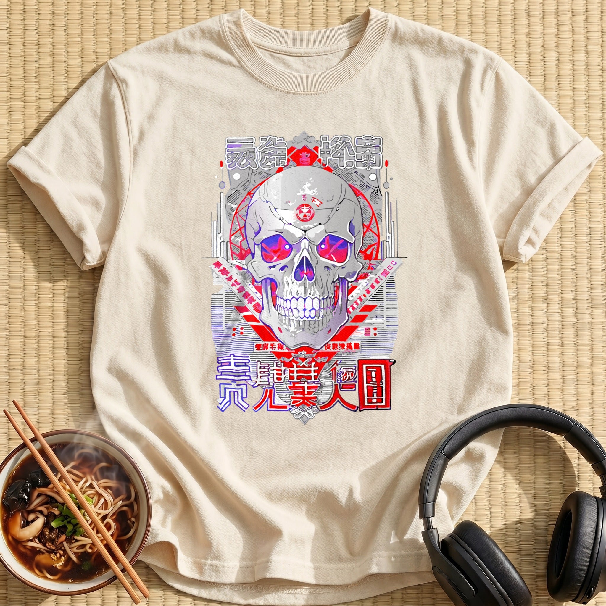 Cyber Pentagram Skull Red Eyes - Natural