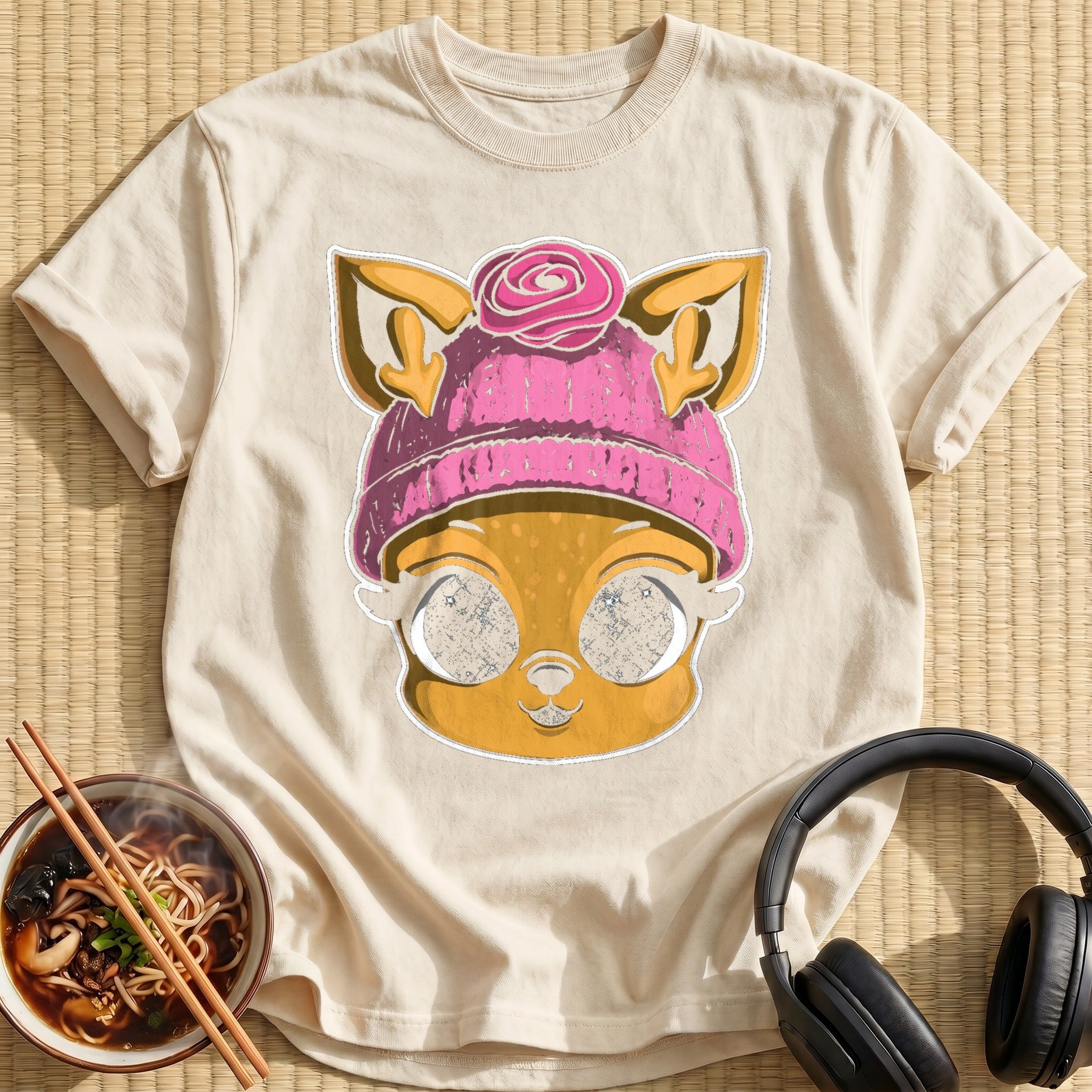 Deer Pink Rose Beanie