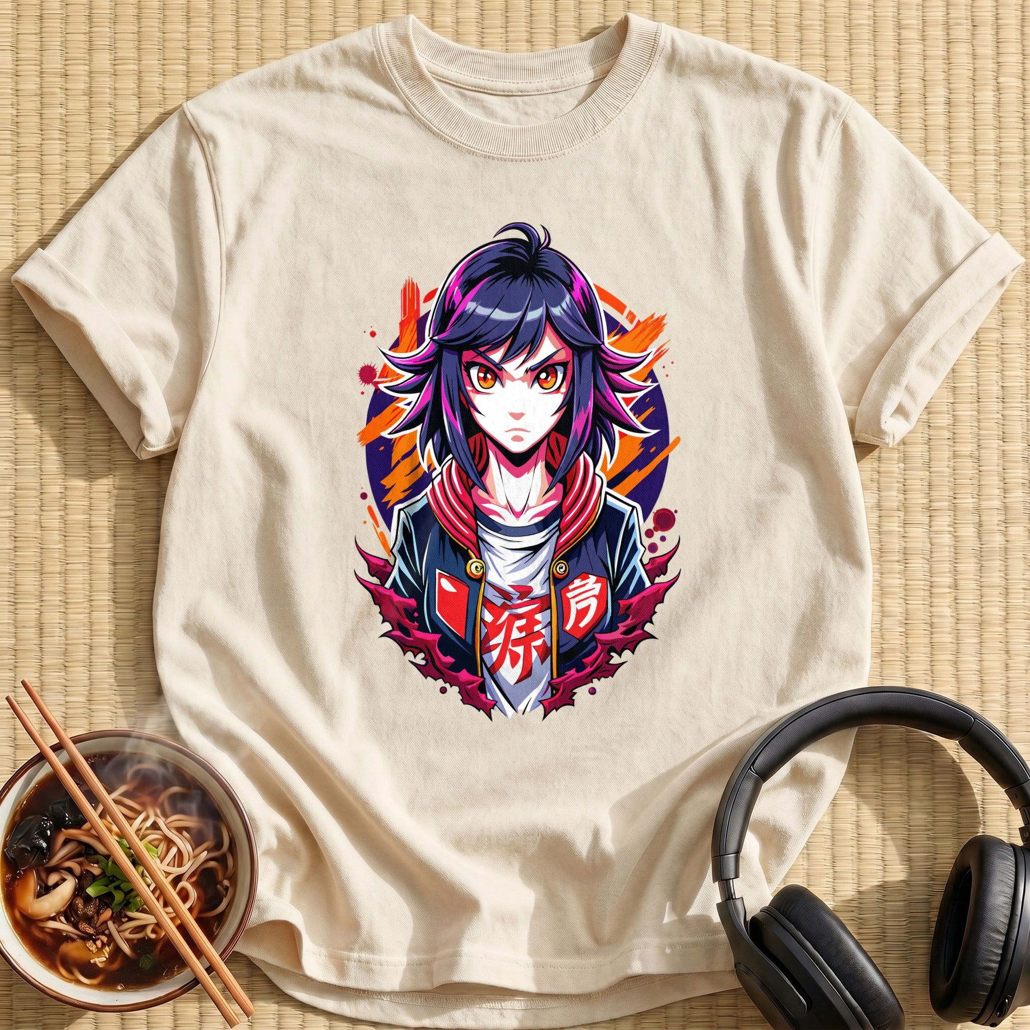 Fierce Glaring Anime Girl Jacket - Natural