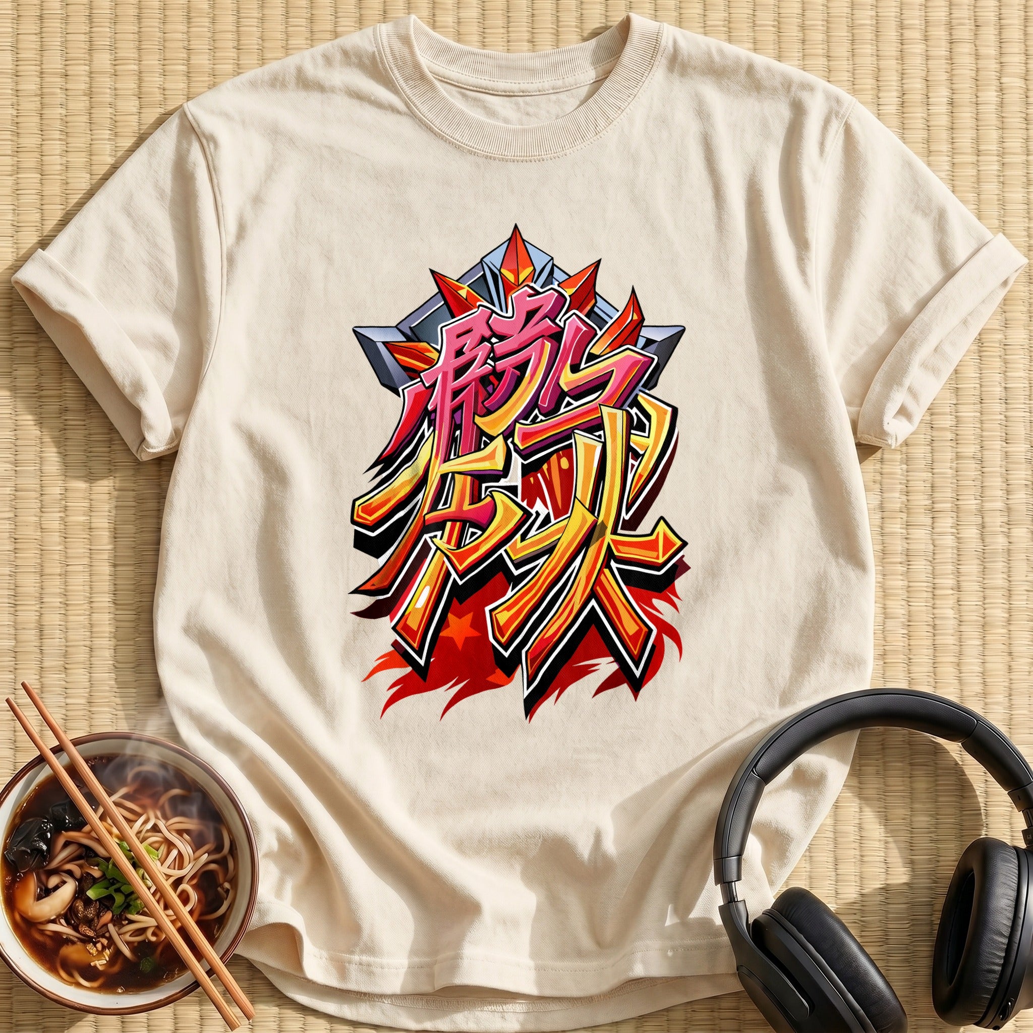 Fiery Red Kanji Graffiti Lettering - Natural