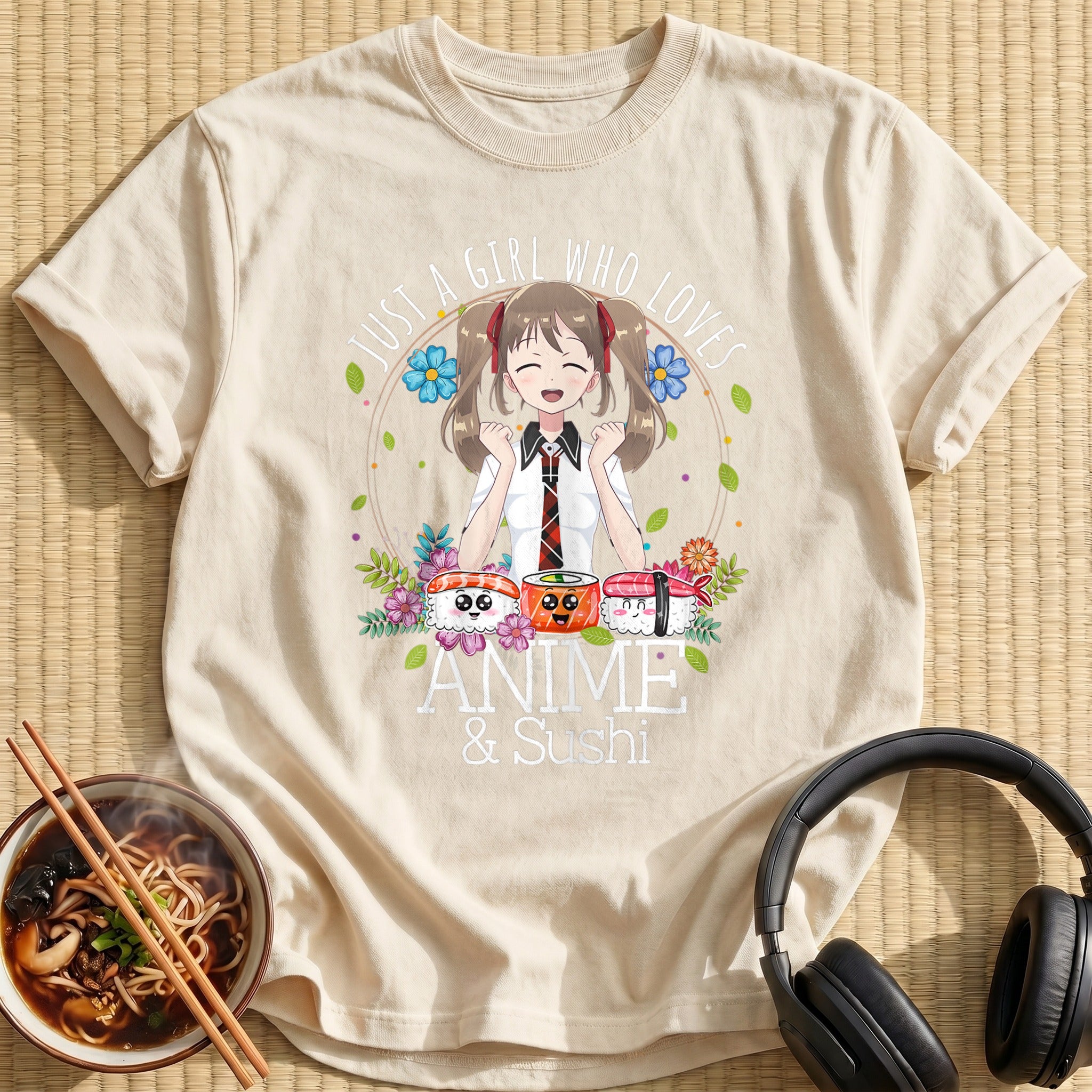 Girl Loves Anime And Sushi - Natural