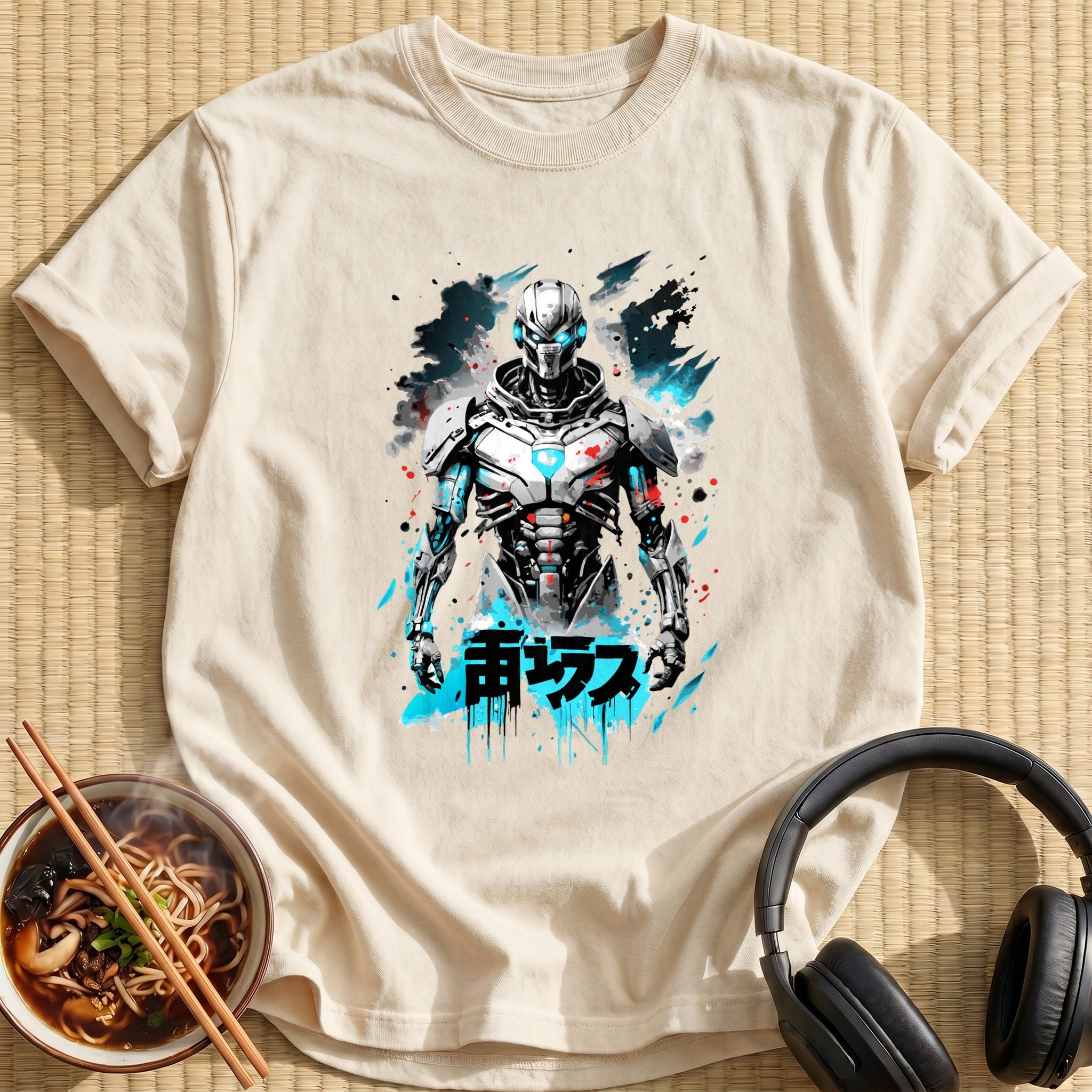 Glowing Blue Cyborg Warrior Armor - Natural