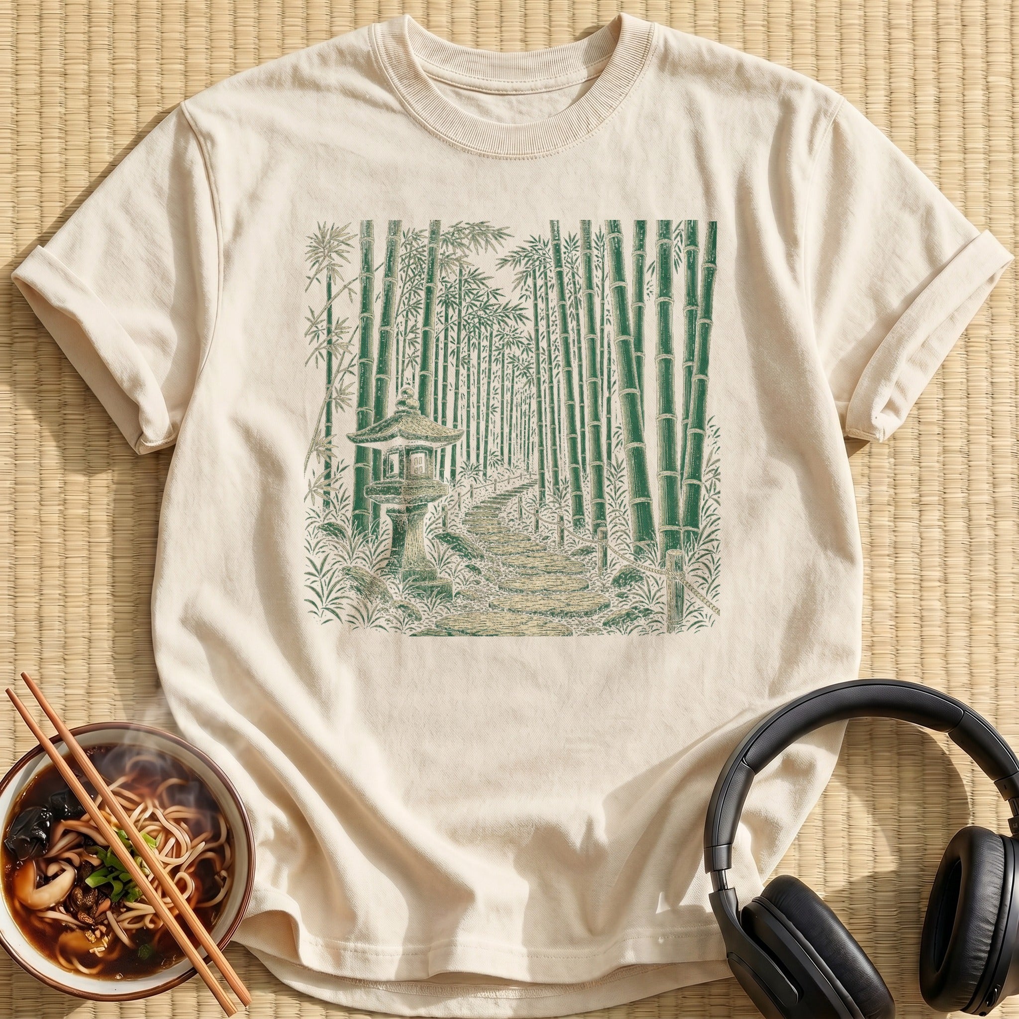 Green Bamboo Forest Stone Lantern