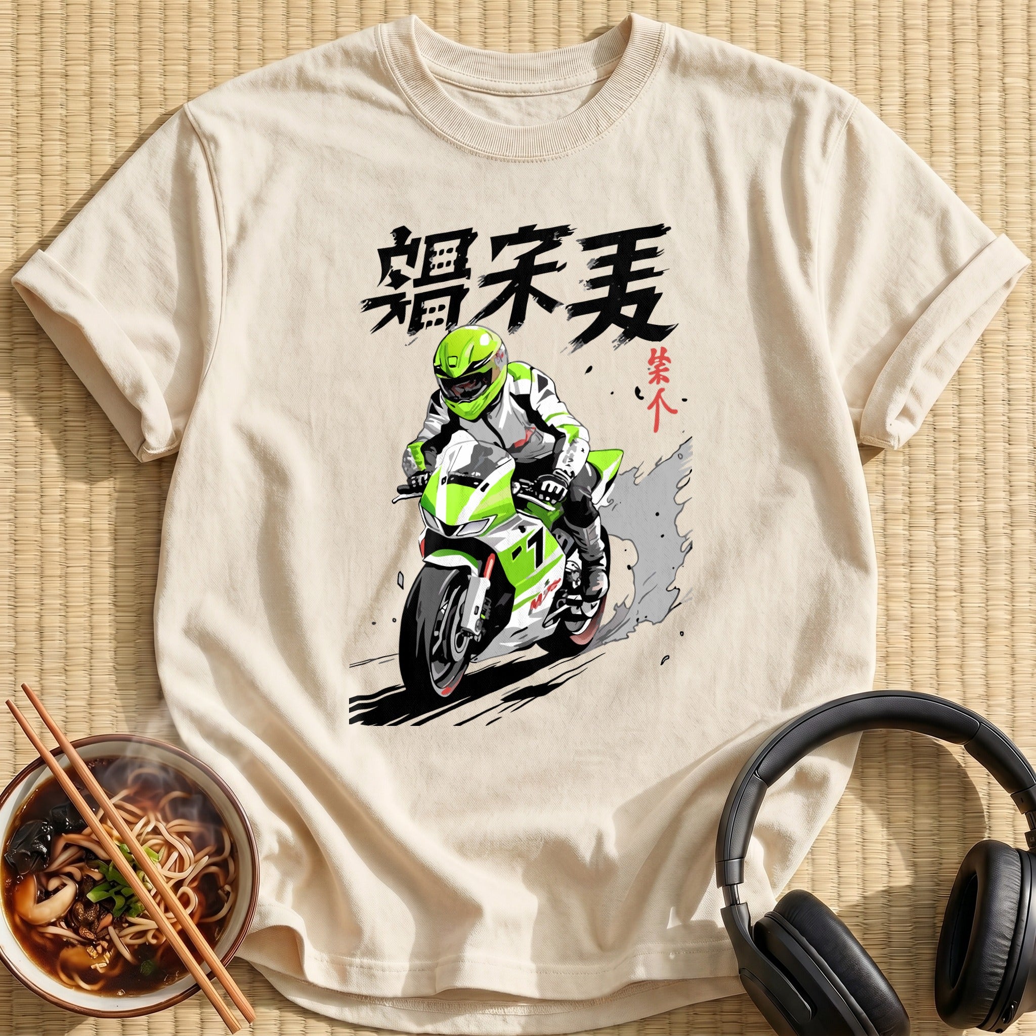 Green Sportbike Rider Motorcycle Racer - Natural