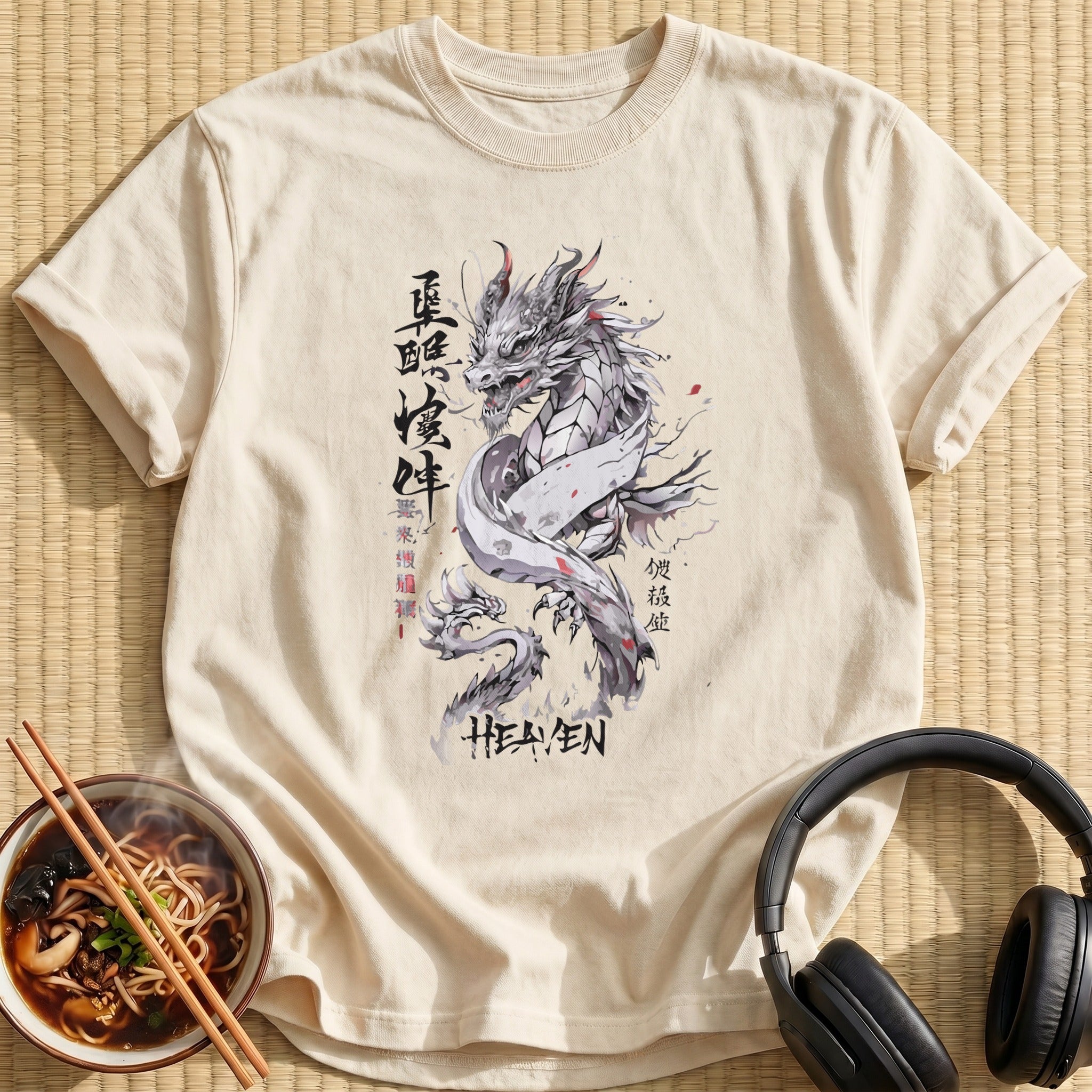 Heaven Silver Dragon Ink Wash Art - Natural