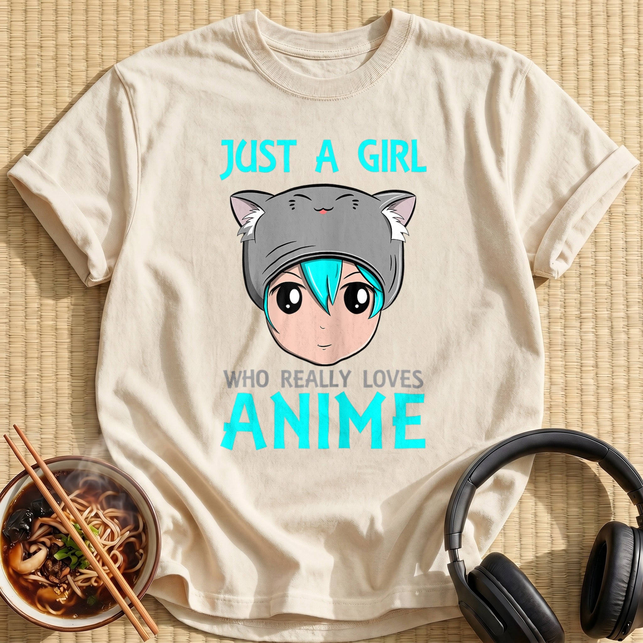 Just A Girl Loves Anime Kitty - Natural