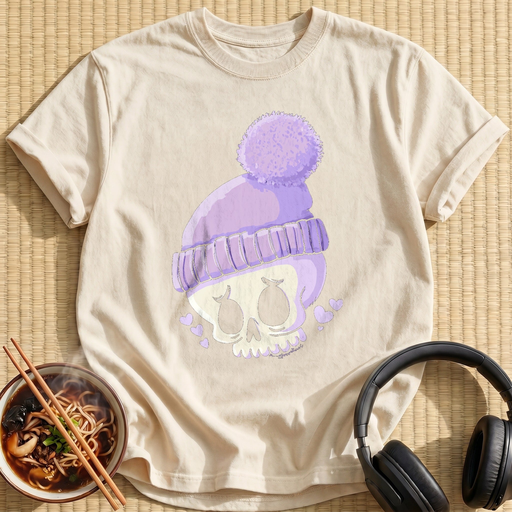 Lavender Pom Beanie Skull