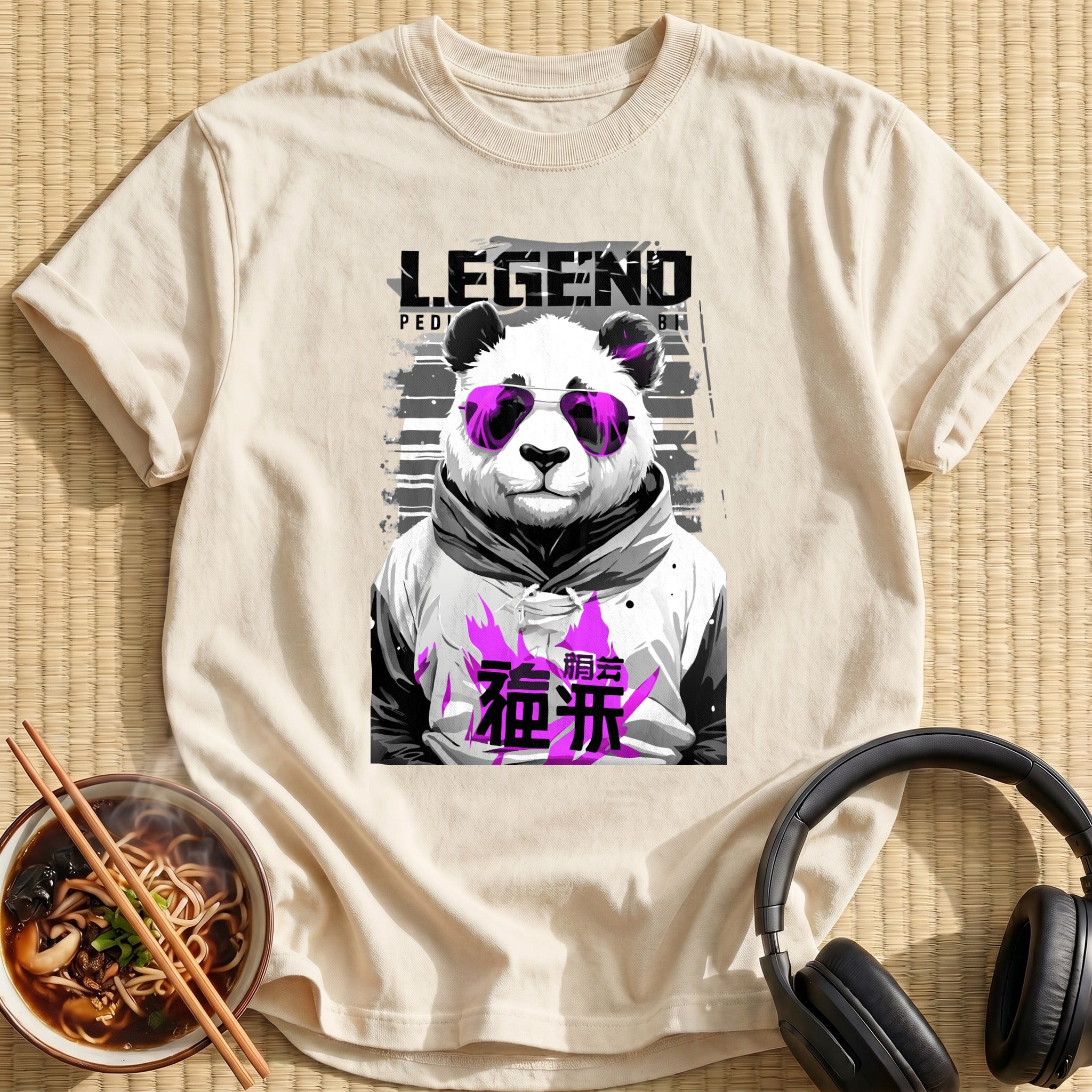 Legend Panda Wearing Purple Sunglasses - Natural