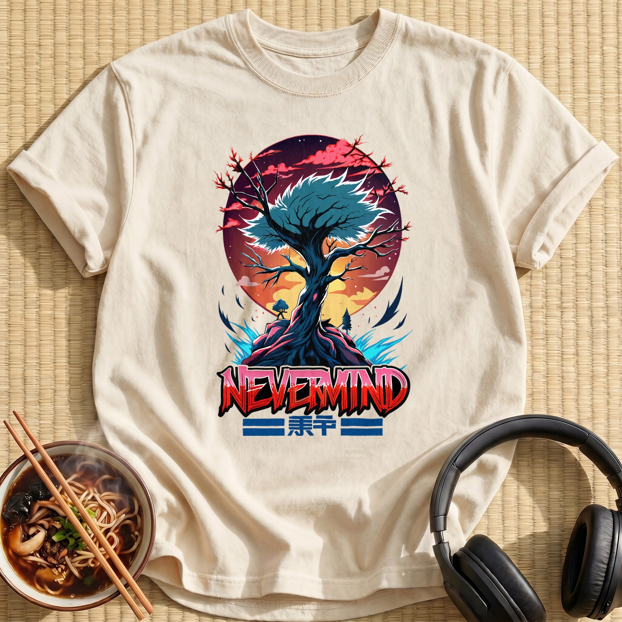 Nevermind Sunset Tree Mountain Scene - Natural