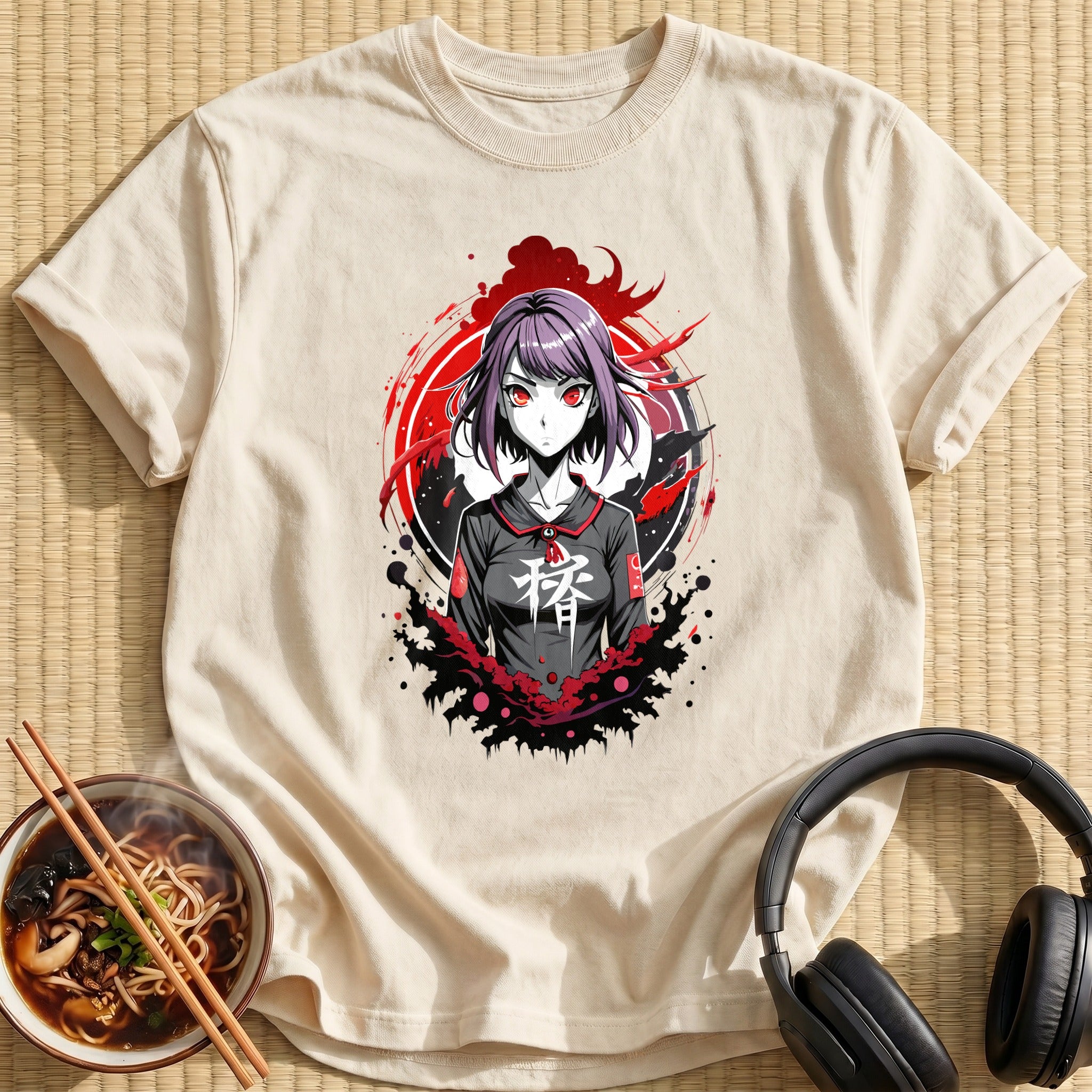 Purple Hair Red Eyes Girl - Natural
