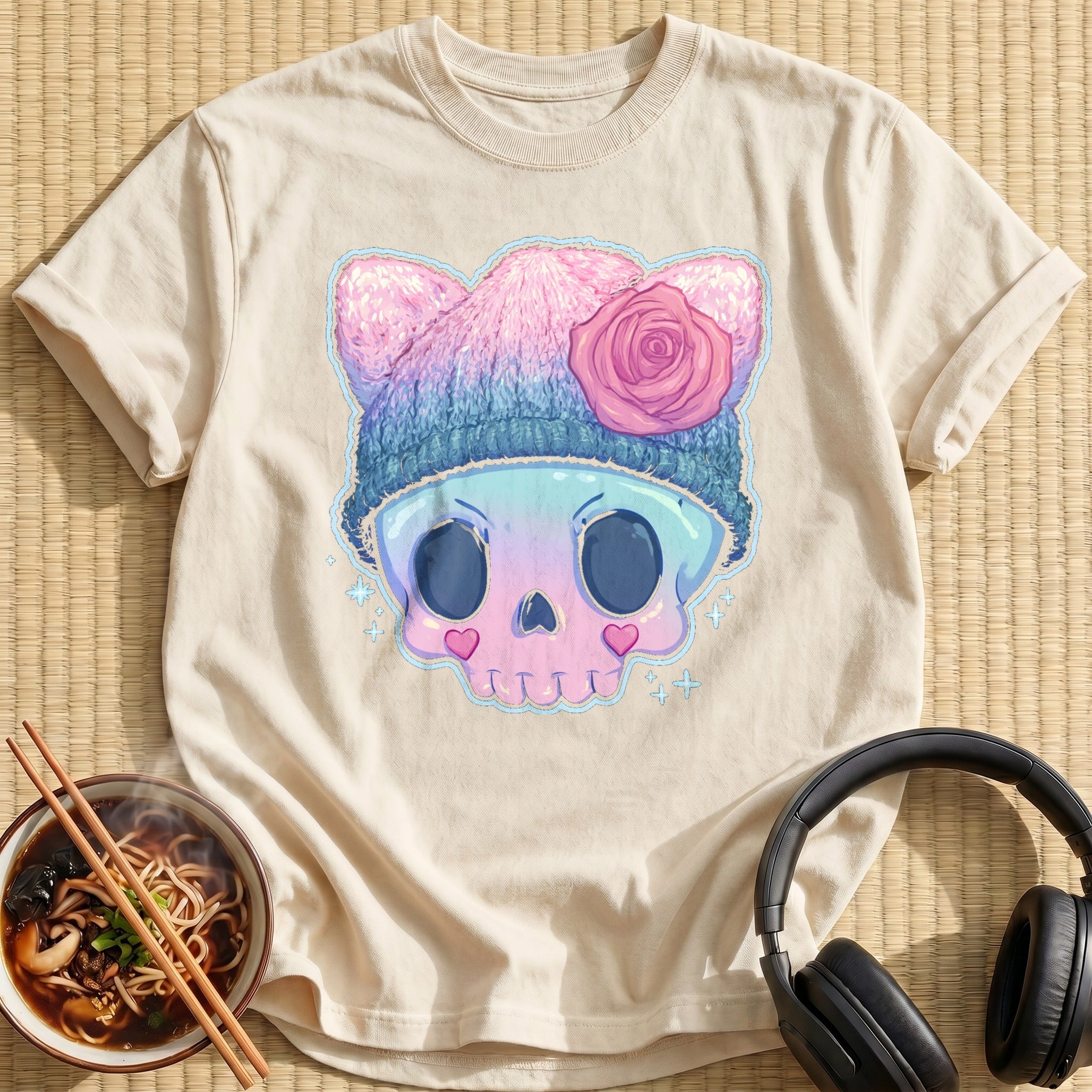 Rose Cat Beanie Skull