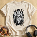 Serious Manga Man Ink Splatter - Natural