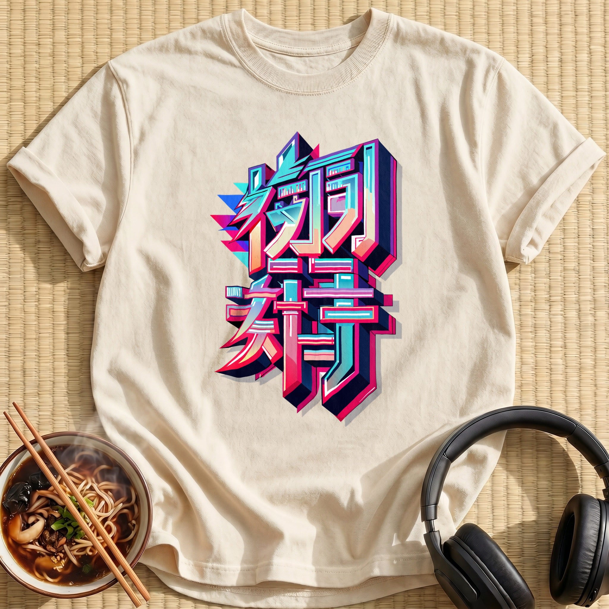 Sharp Neon Chrome Japanese Lettering - Natural