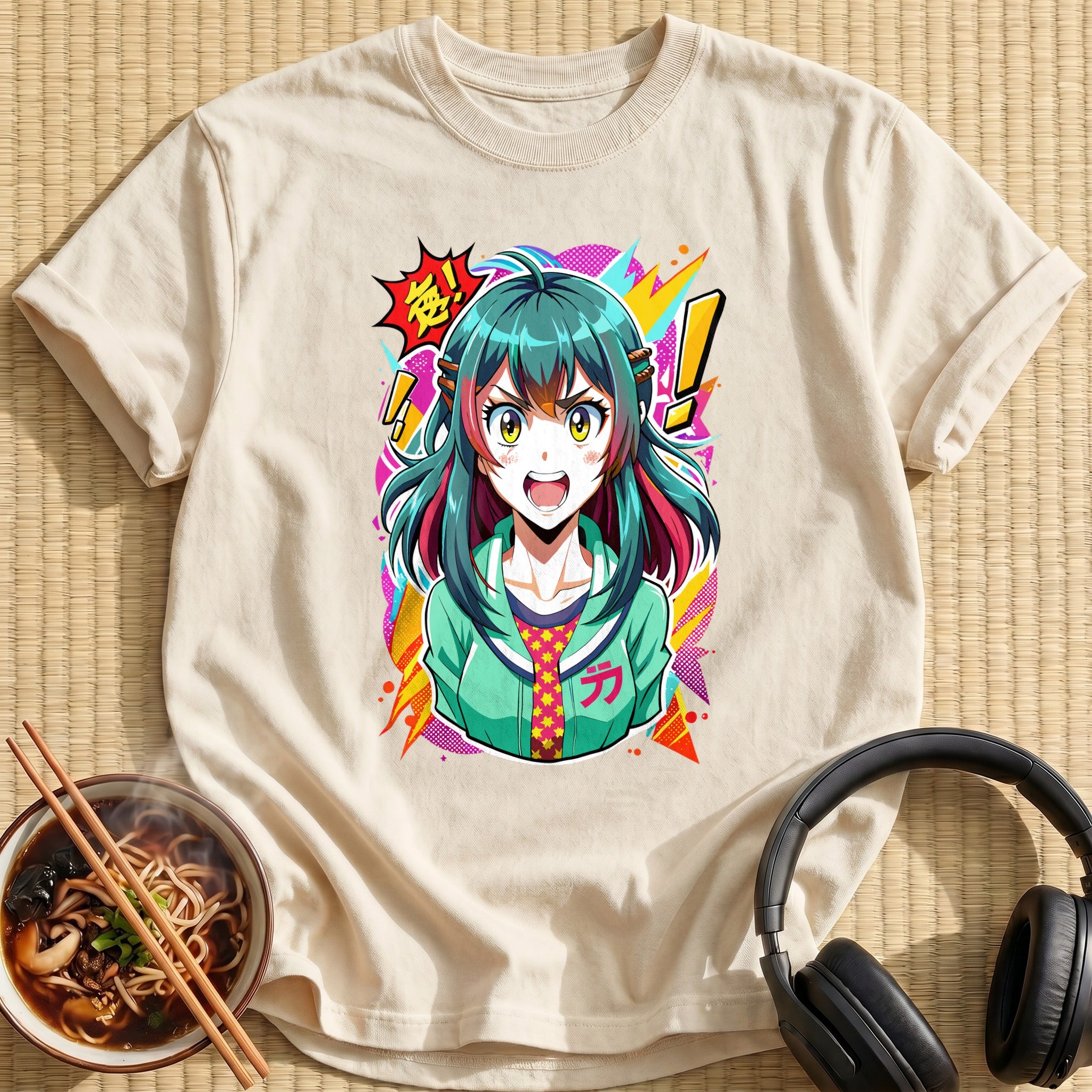 Shouting Teal Haired Anime Girl - Natural