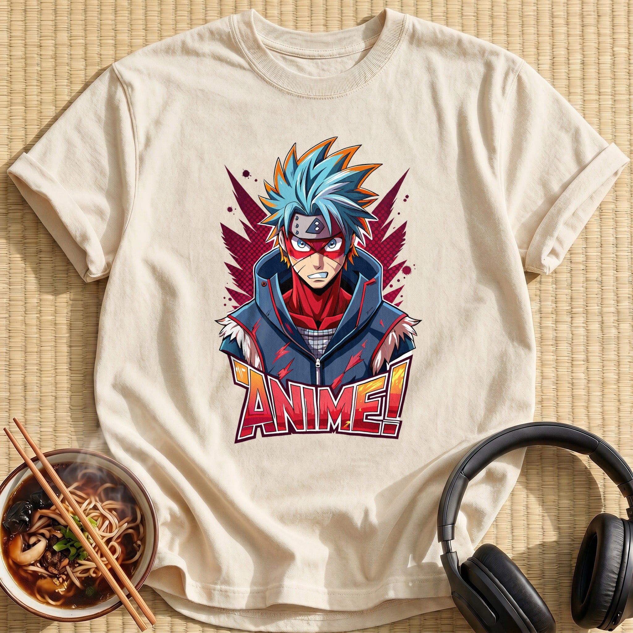 Spiky Blue Haired Anime Hero - Natural