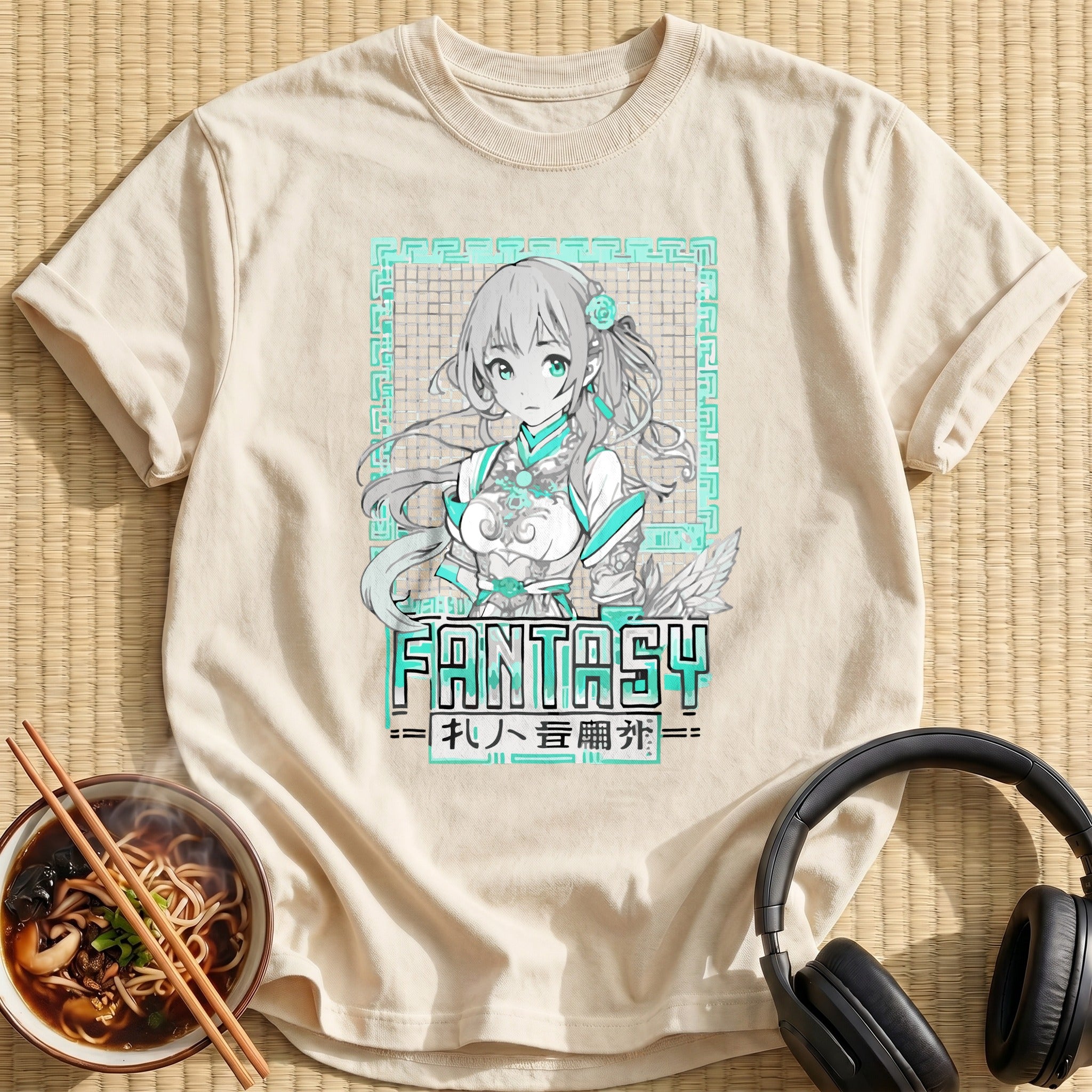 Teal Fantasy Anime Maiden Portrait - Natural