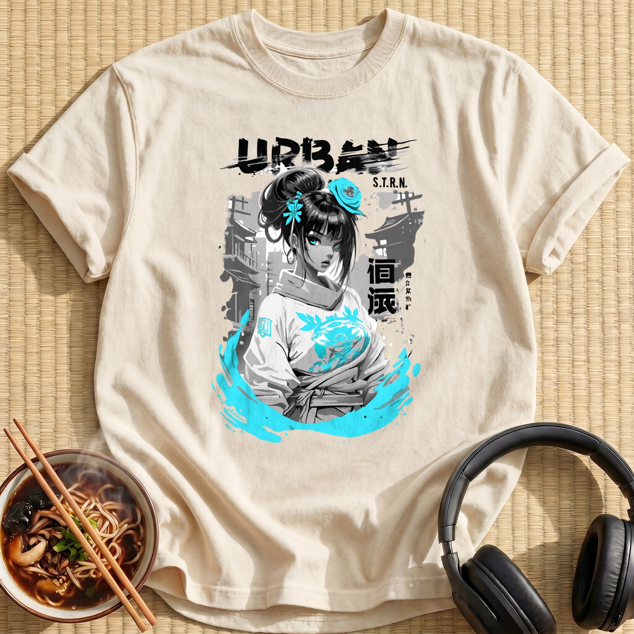 Urban Streetwear Anime Girl Cyan - Natural